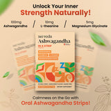 Gros plan sur les strips Ashwagandha 365veda au goût framboise.