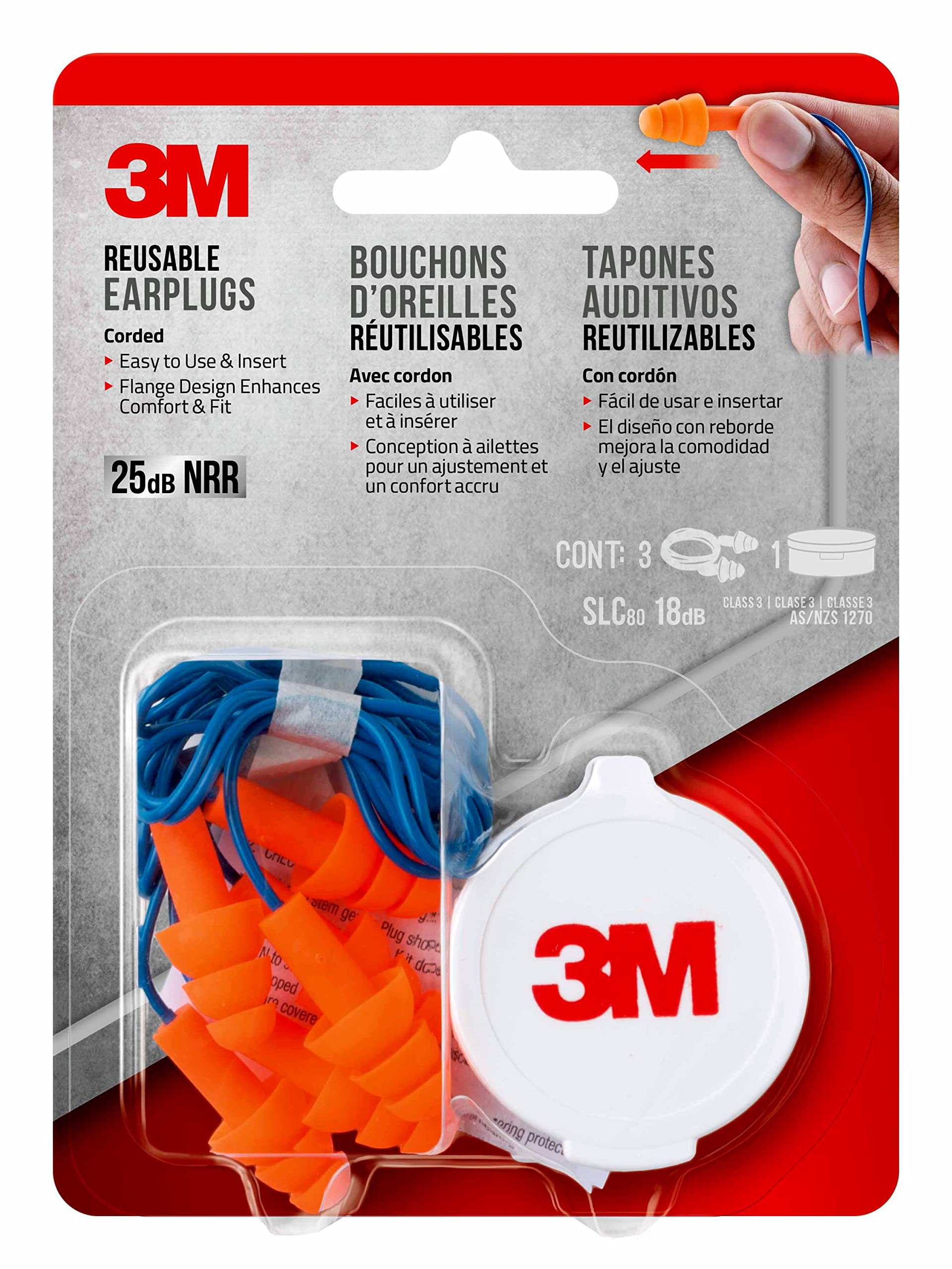 3M bouchons d'oreilles avec étui de rangement pratique