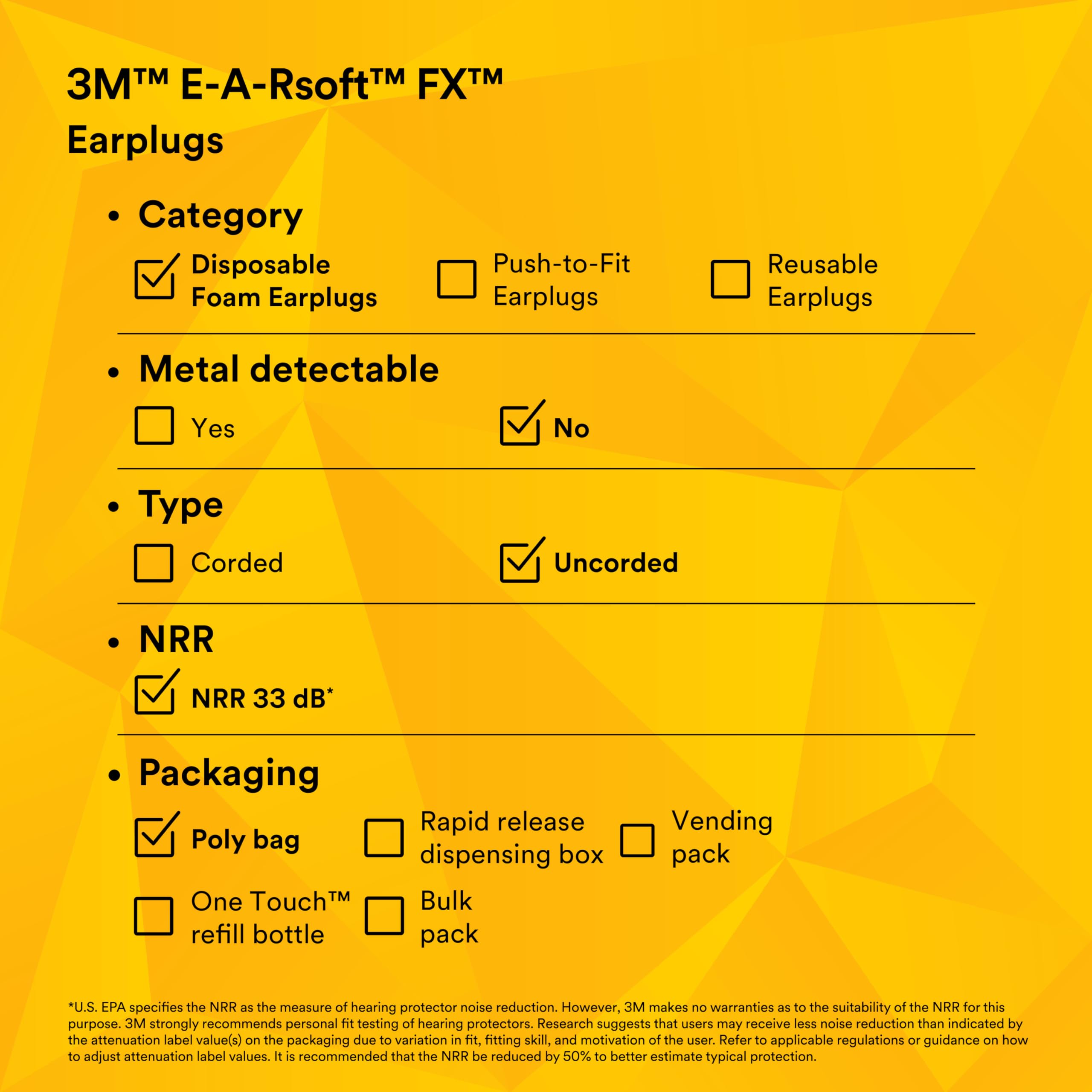 3M bouchons Earsoft FX 312-1261 securite-travail, confort et sécurité auditive.