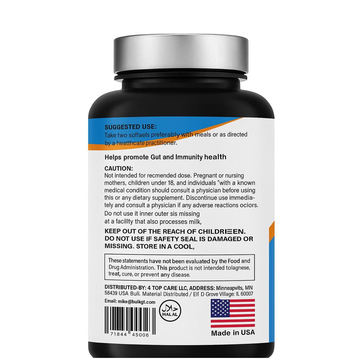 4 TOP CARE H4U: probiotiques et prébiotiques encapsulés soutenant la flore intestinale.
