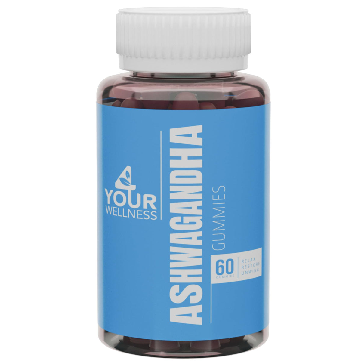 Gommes Ashwagandha 4 Your Wellness saveur fruits, flacon pratique pour le quotidien.