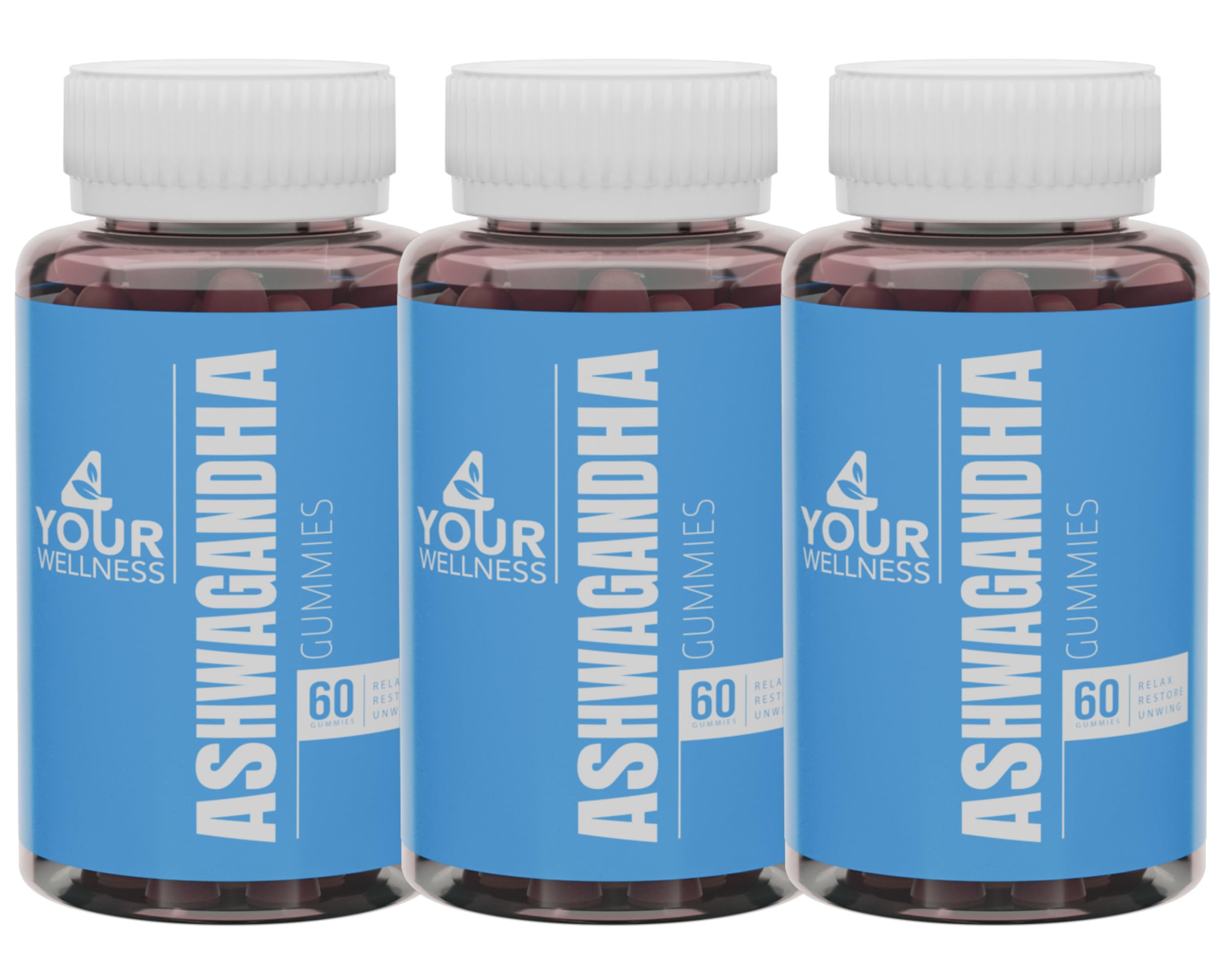 Gomme Ashwagandha 4 Your Wellness framboise avec crinière de lion, relaxation gourmande.