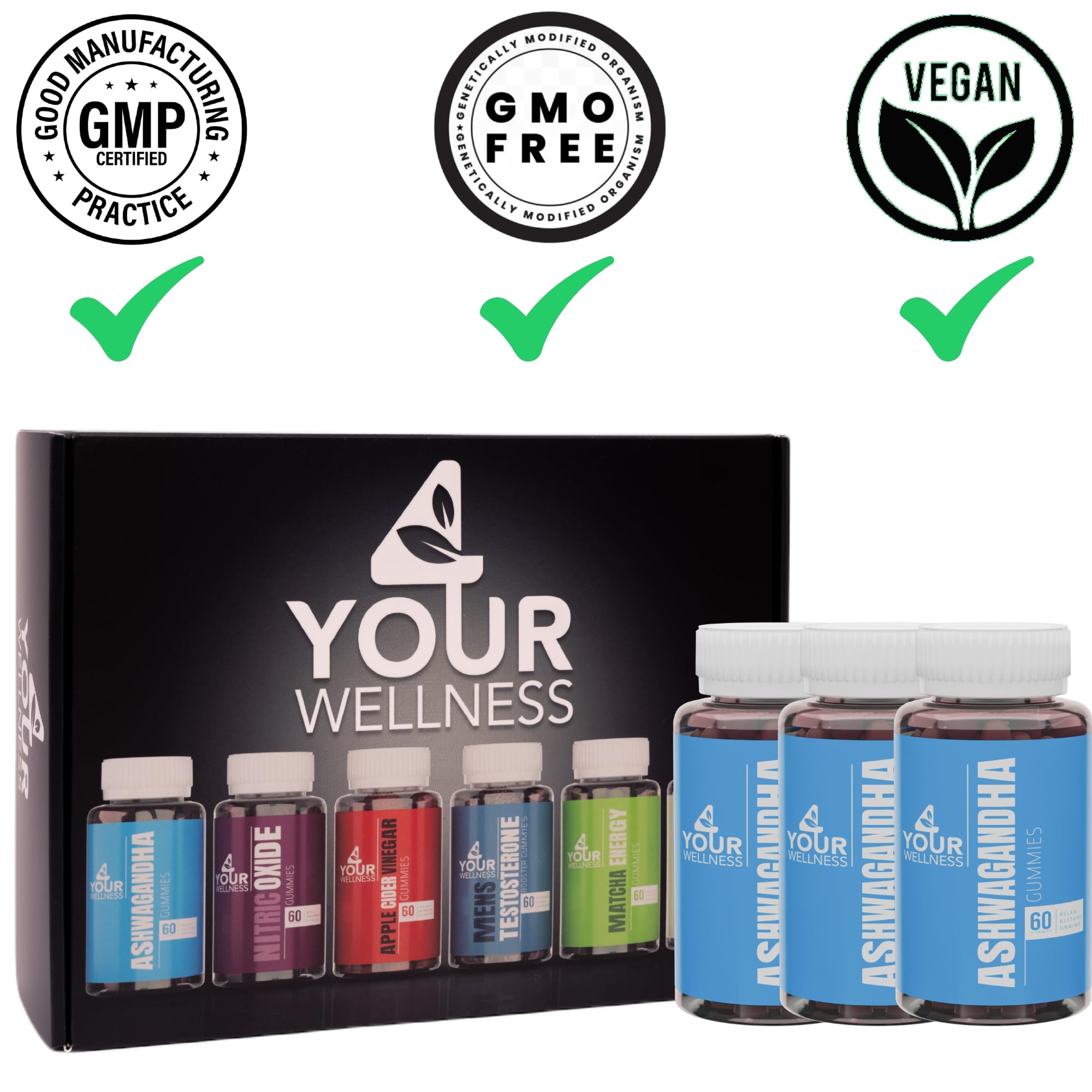 Gommes énergie et concentration quotidiennes 4 Your Wellness, saveur fruitée.