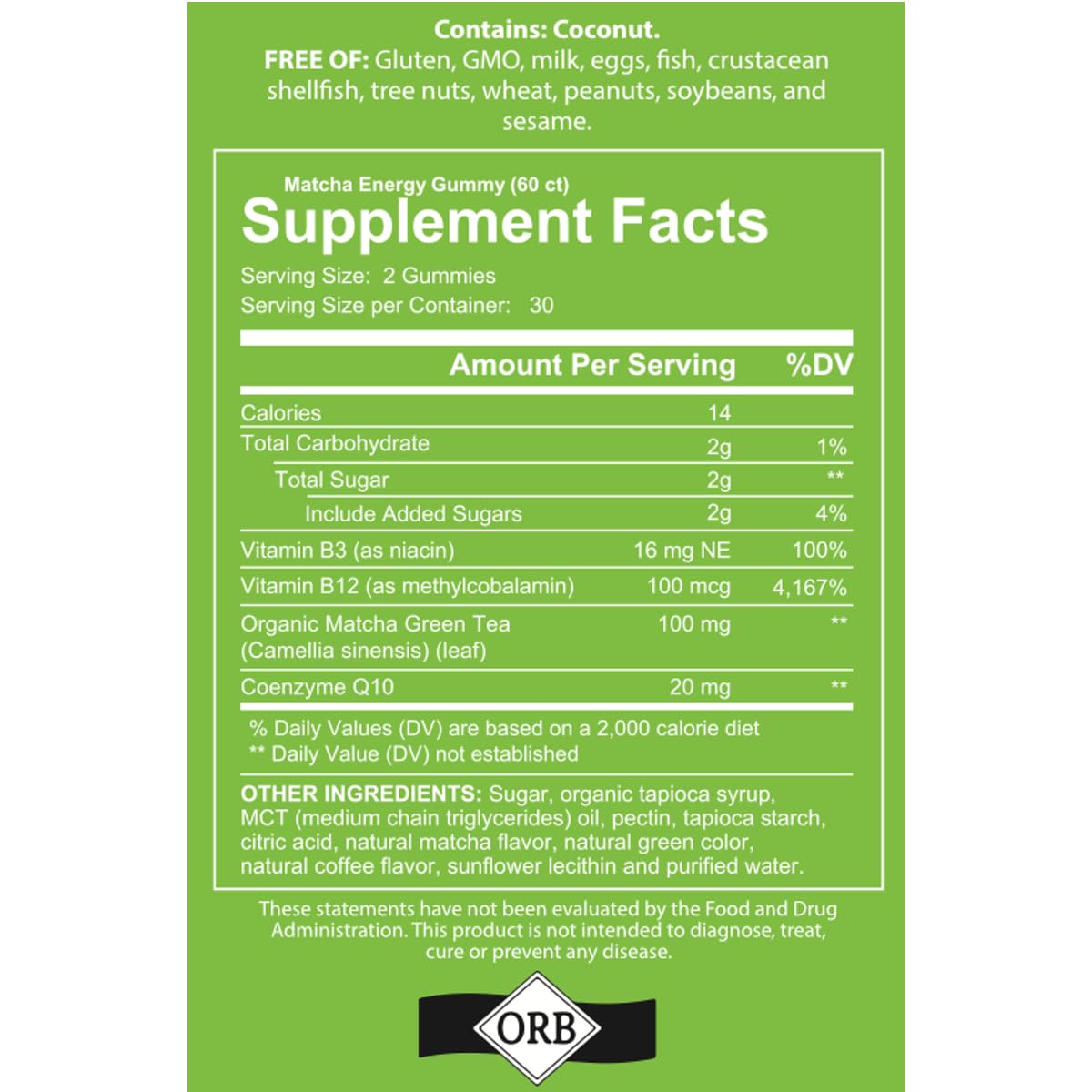 Gommes Matcha CoQ10 4 Your Wellness, soutien potentiel à l'énergie.