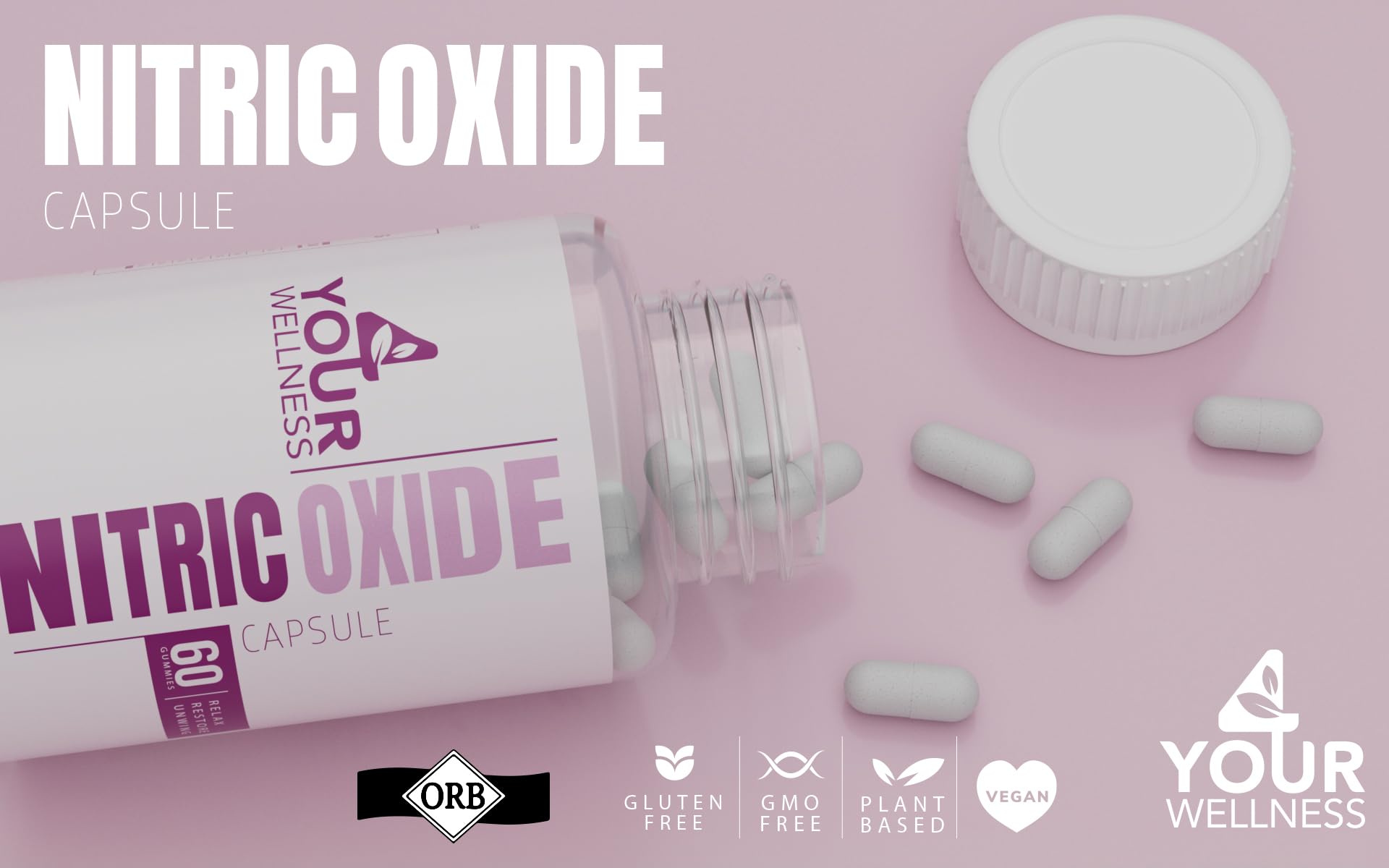 4 Your Wellness Oxyde nitrique convient vegan sans gluten et sans OGM