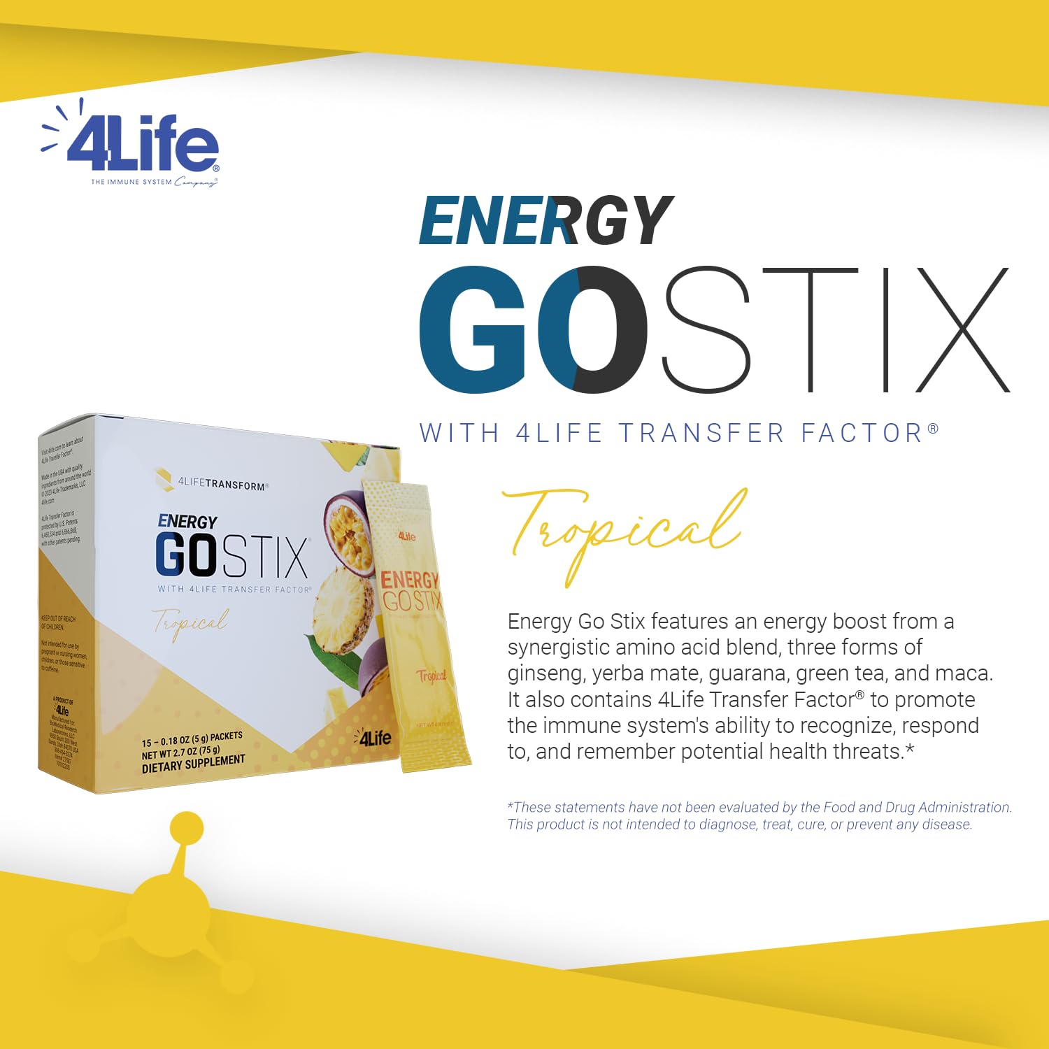 4Life Energy Go Stix boîte 15 sachets pour énergie au quotidien