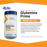 Étiquette 4Life Glutamine Prime, informations claires sur NanoFactor et glutamine.