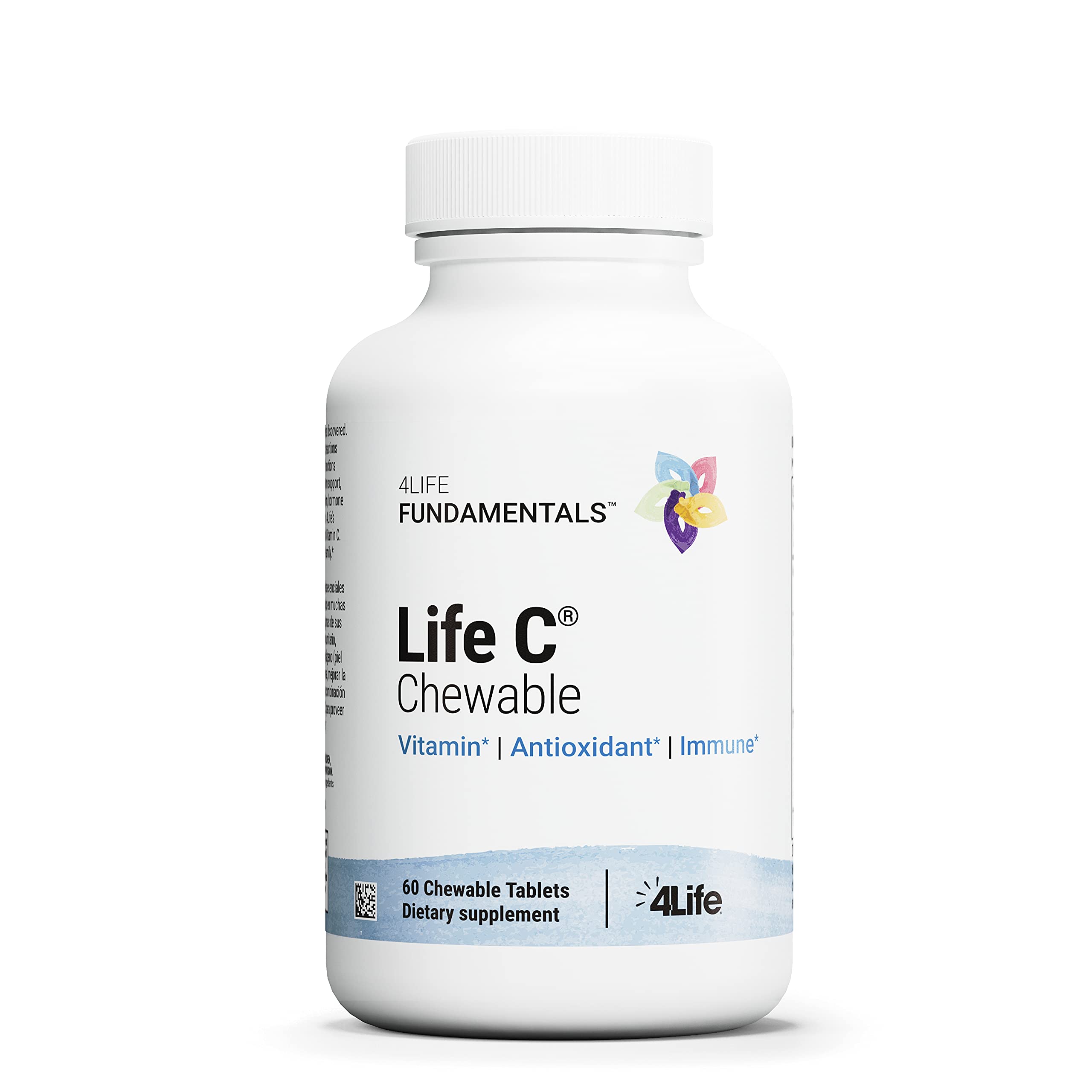 Bouteille 4Life Life C avec 60 comprimés mâchables citron, soutien immunitaire potentiel.