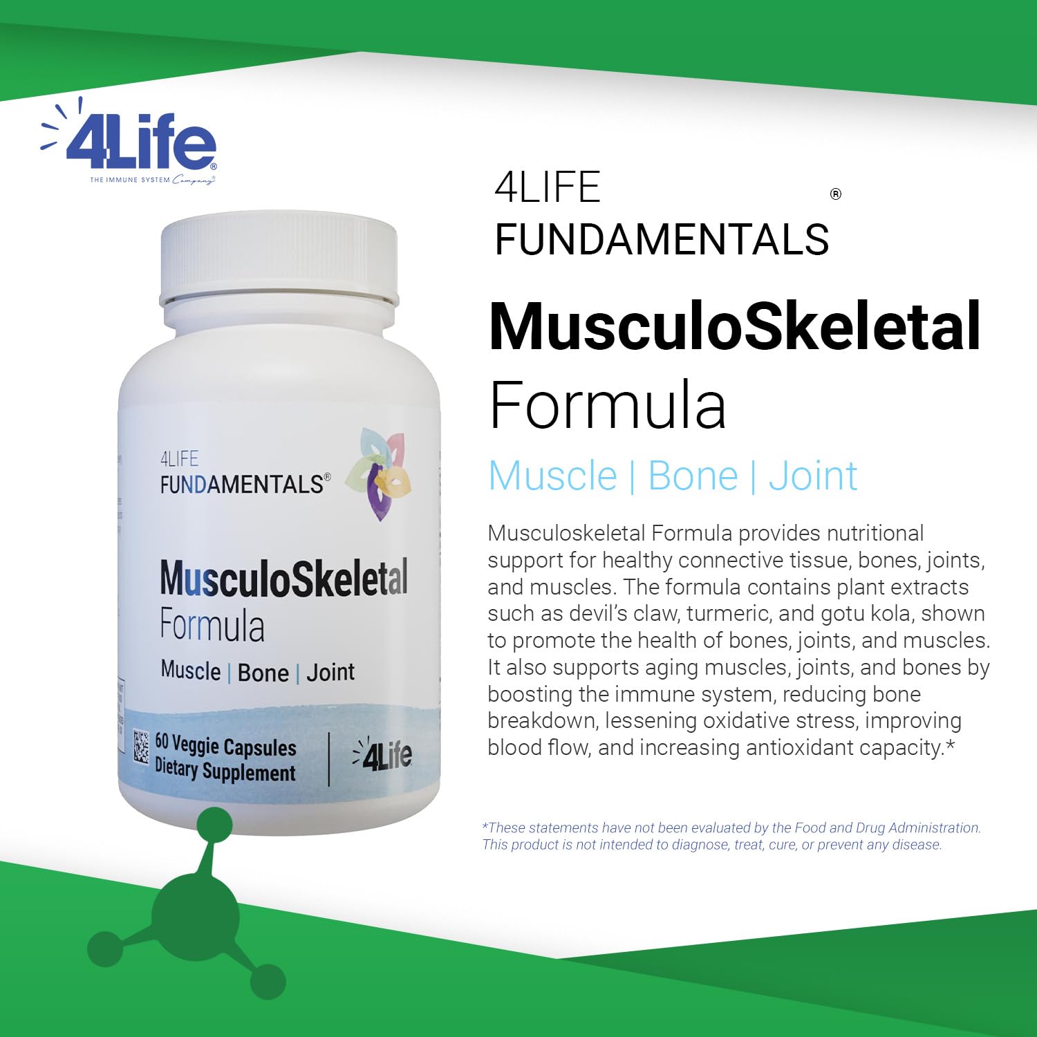 Ingrédient griffe du diable dans 4Life Musculoskeletal Formula pour le confort des articulations.