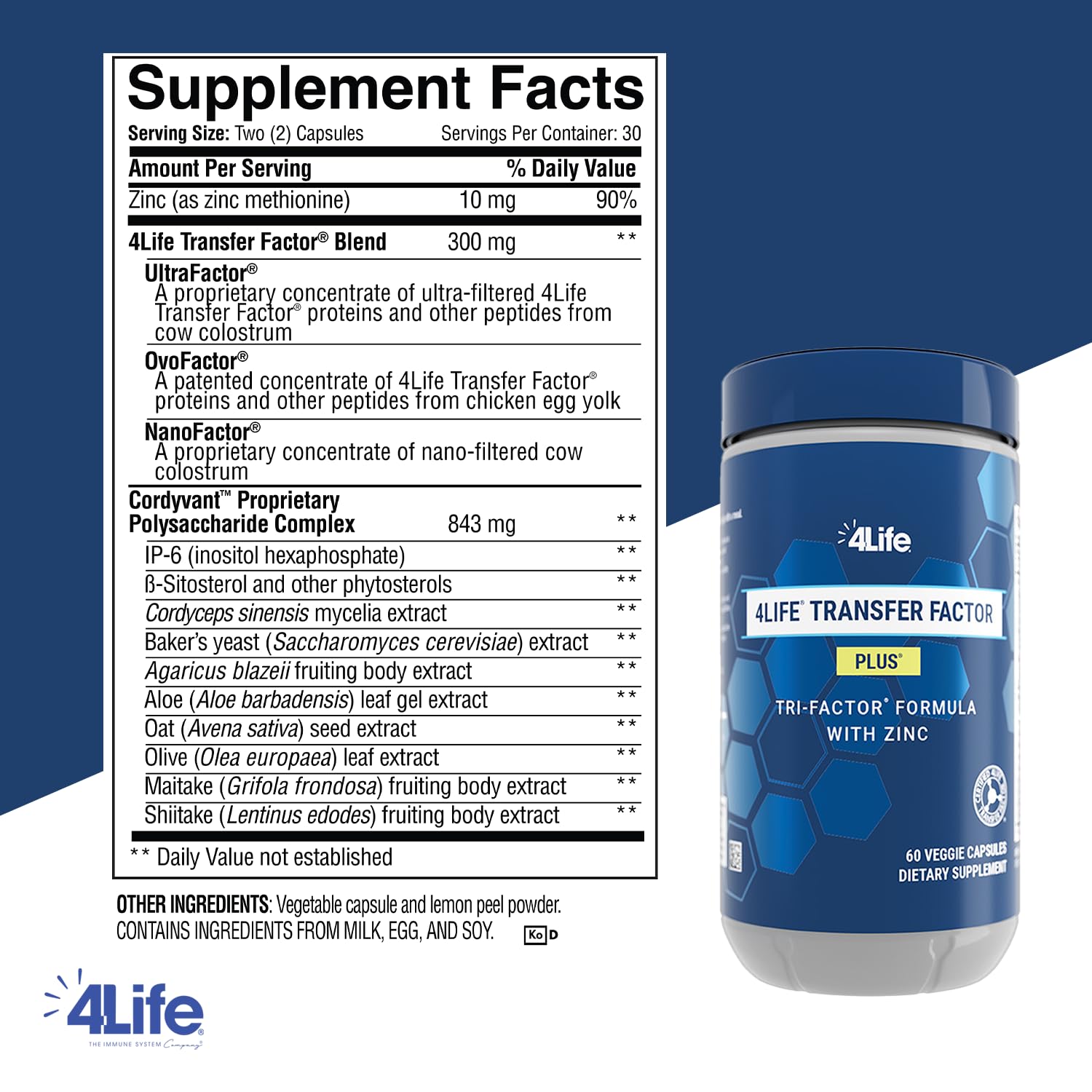 Capsules-zinc 4Life Transfer Factor Plus pour un soutien durable.