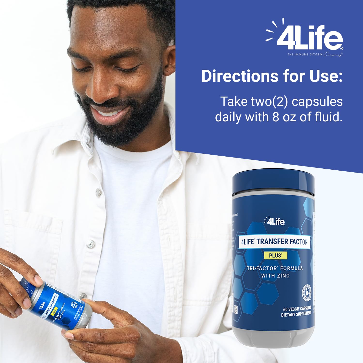 Gélules végétariennes 4Life Transfer Factor Plus faciles à avaler.