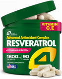4Well Resveratrol - bouteille gélules 1800mg prête pour l’usage quotidien.