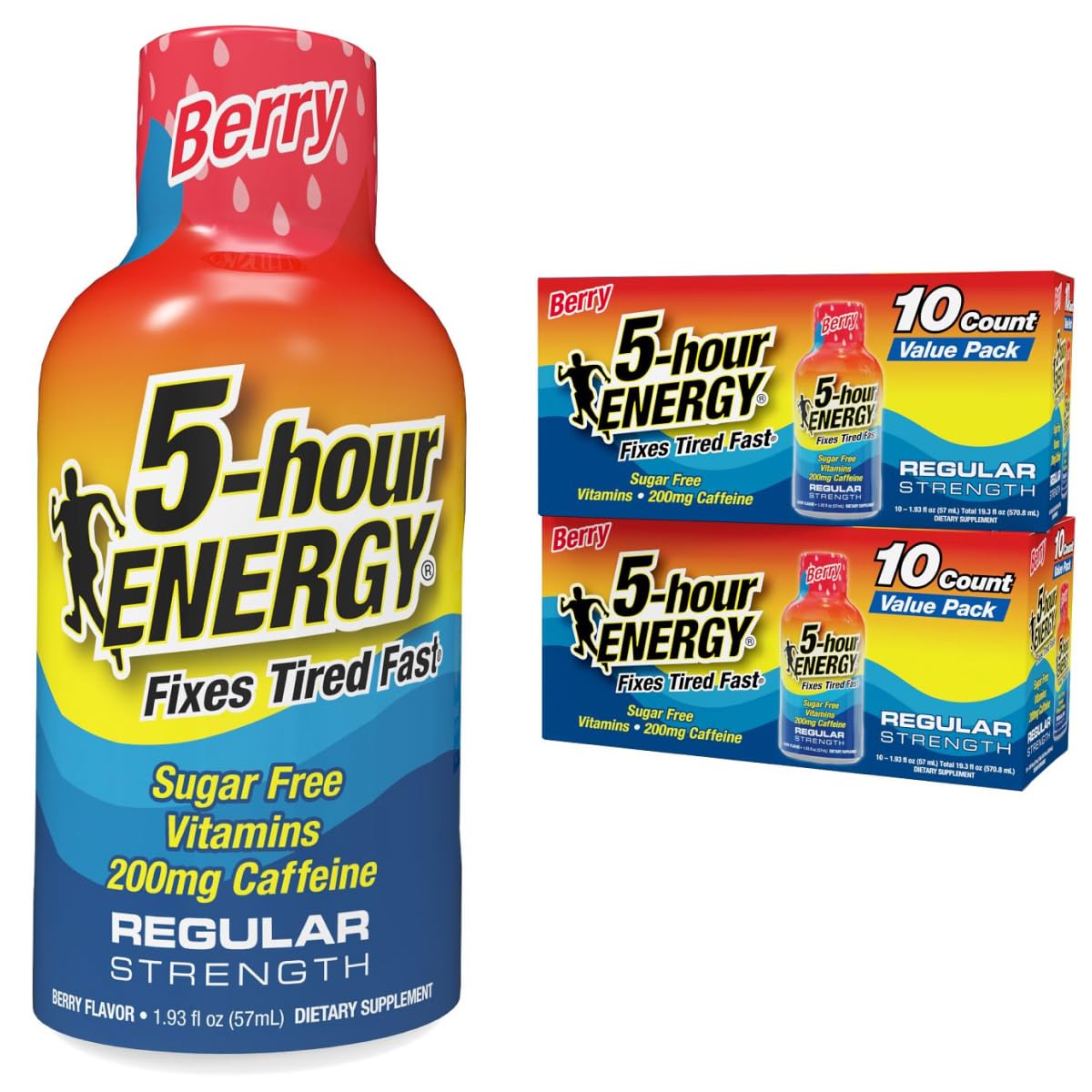 Bouteille 5-hour ENERGY Regular Berry prête à être consommée pour plus d'énergie.