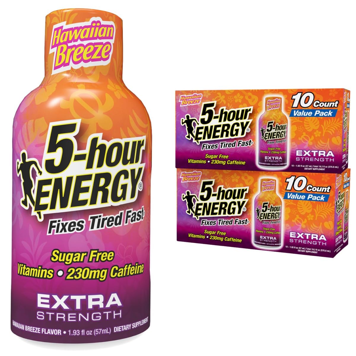Bouteille 5-hour ENERGY Extra Strength Hawaiian Breeze, boost rapide d'énergie sans sucre.
