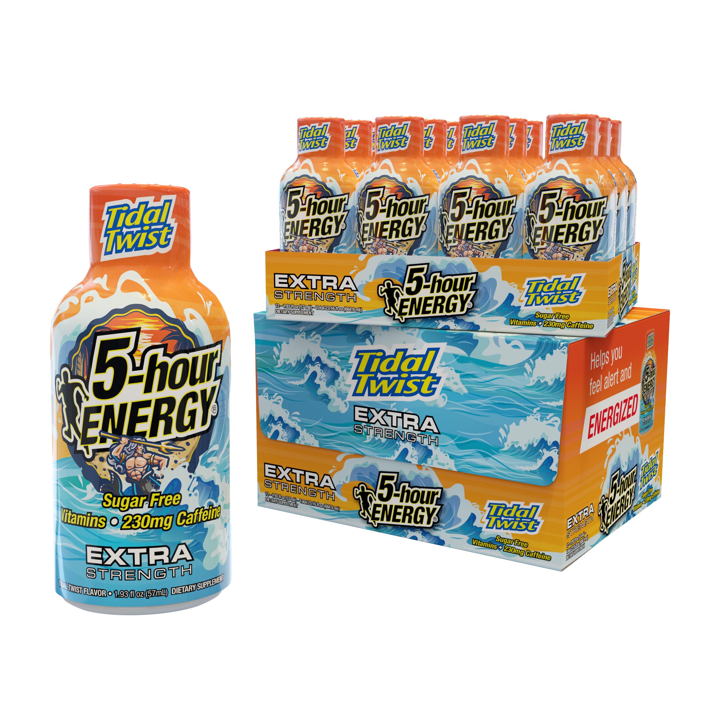 Bouteille 5-hour-energy extra-strength au goût tidal twist prête à stimuler votre journée.
