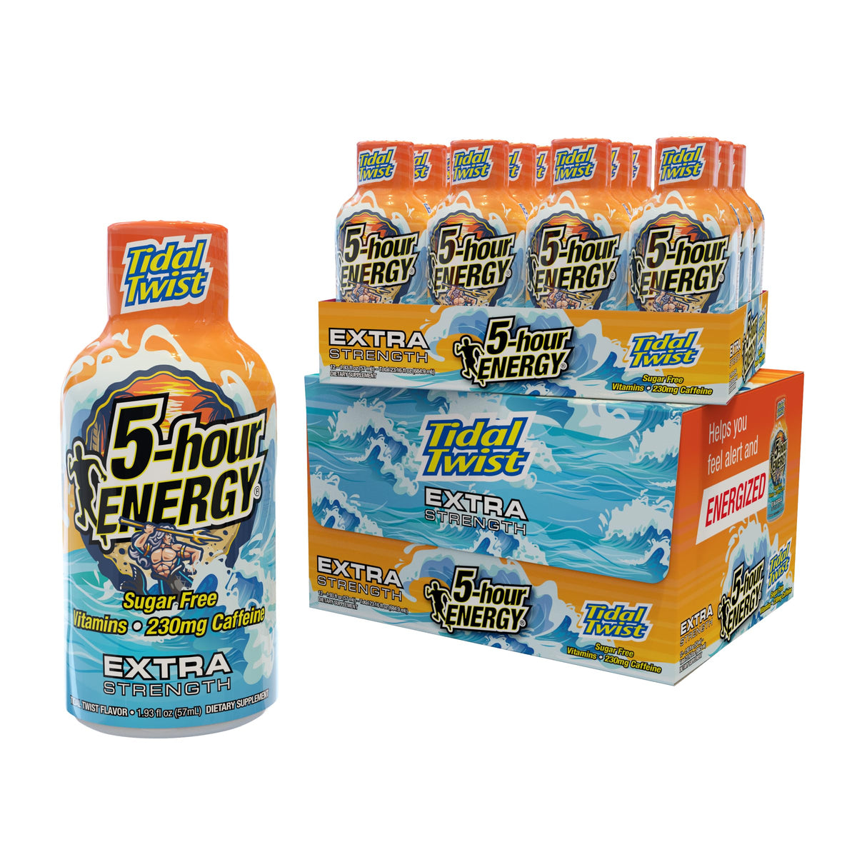 Bouteille 5-hour-energy extra-strength au goût tidal twist prête à stimuler votre journée.