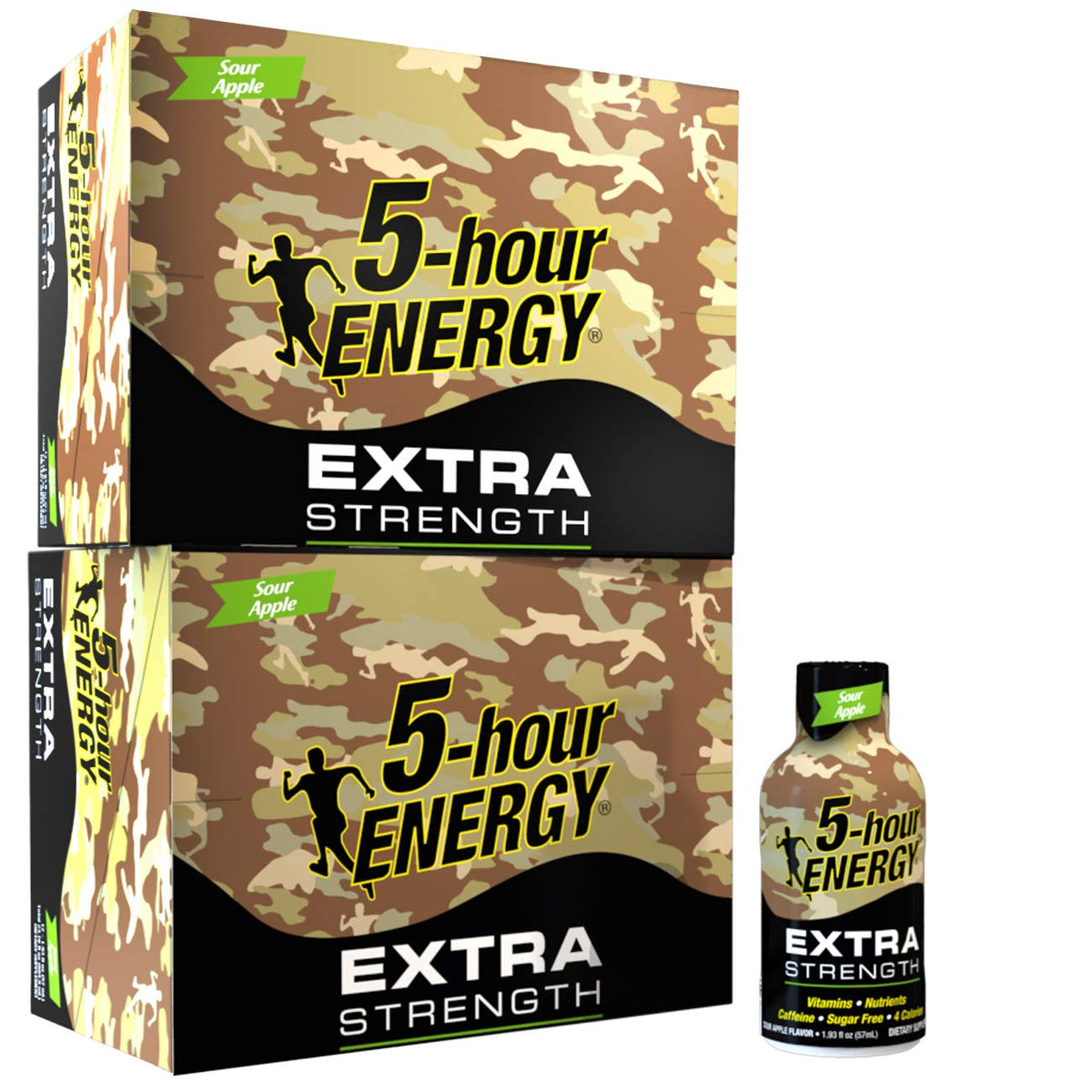 Bouteille 5-hour ENERGY goût pomme acide, énergie rapide et sans sucre.