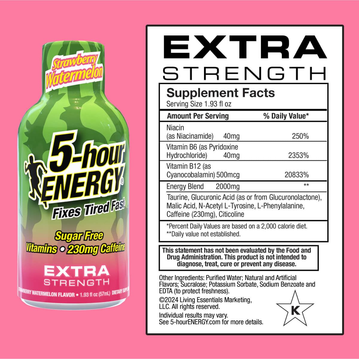Shot 5-hour ENERGY avec 230 mg de caféine pour un coup d’énergie durable.