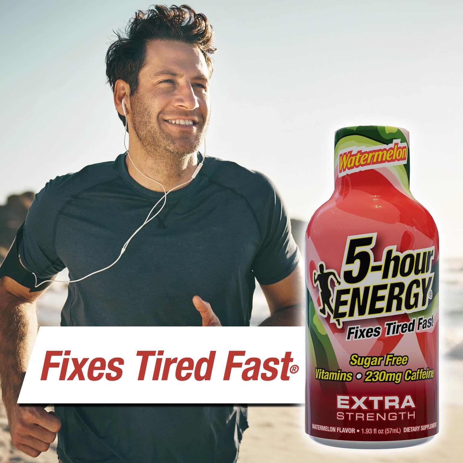 Emballage compact du 5-hour ENERGY saveur pastèque, facile à emporter.