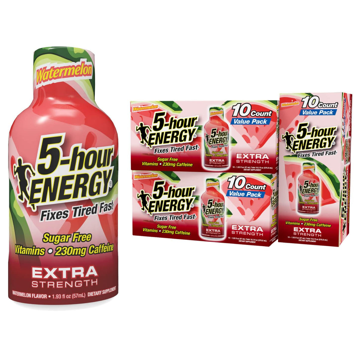Shot 5-hour ENERGY bouteille saveur pastèque énergie rapide et pratique.