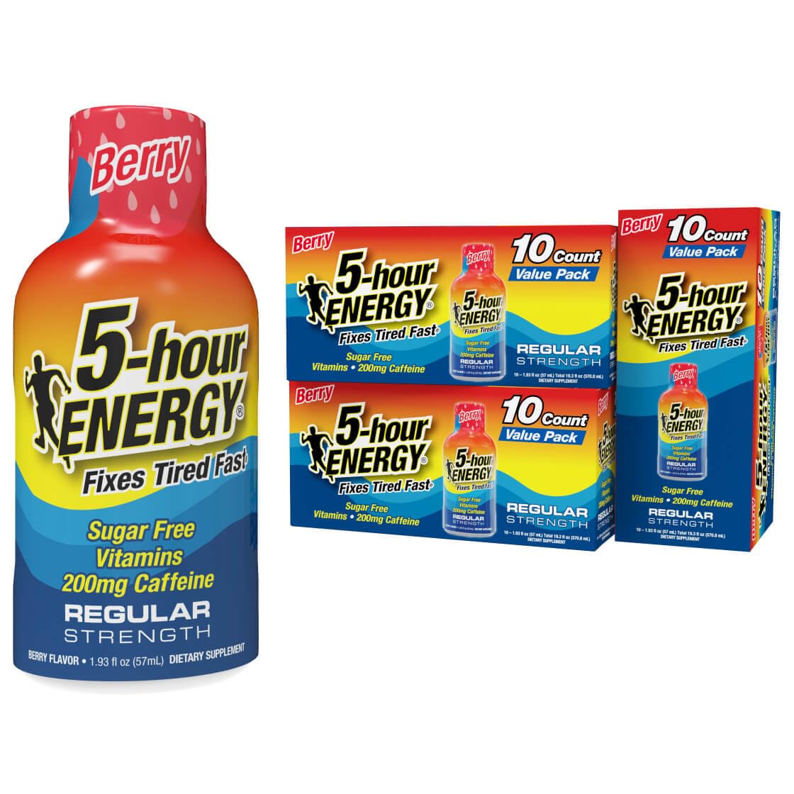Shot 5-hour ENERGY saveur framboise pour énergie rapide sans sucre.