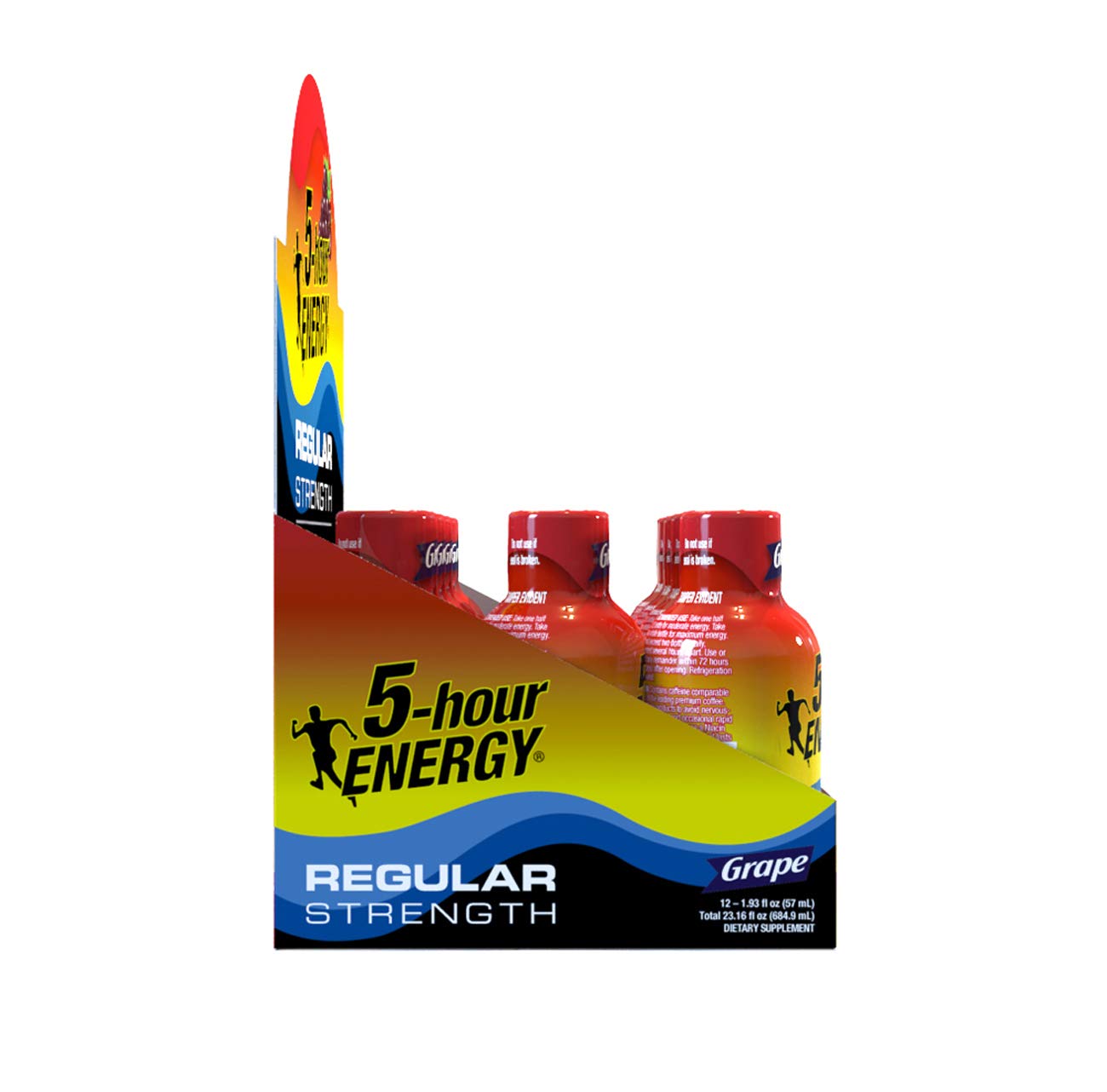Versement du 5-hour ENERGY raisin dans un verre pour consommation rapide.