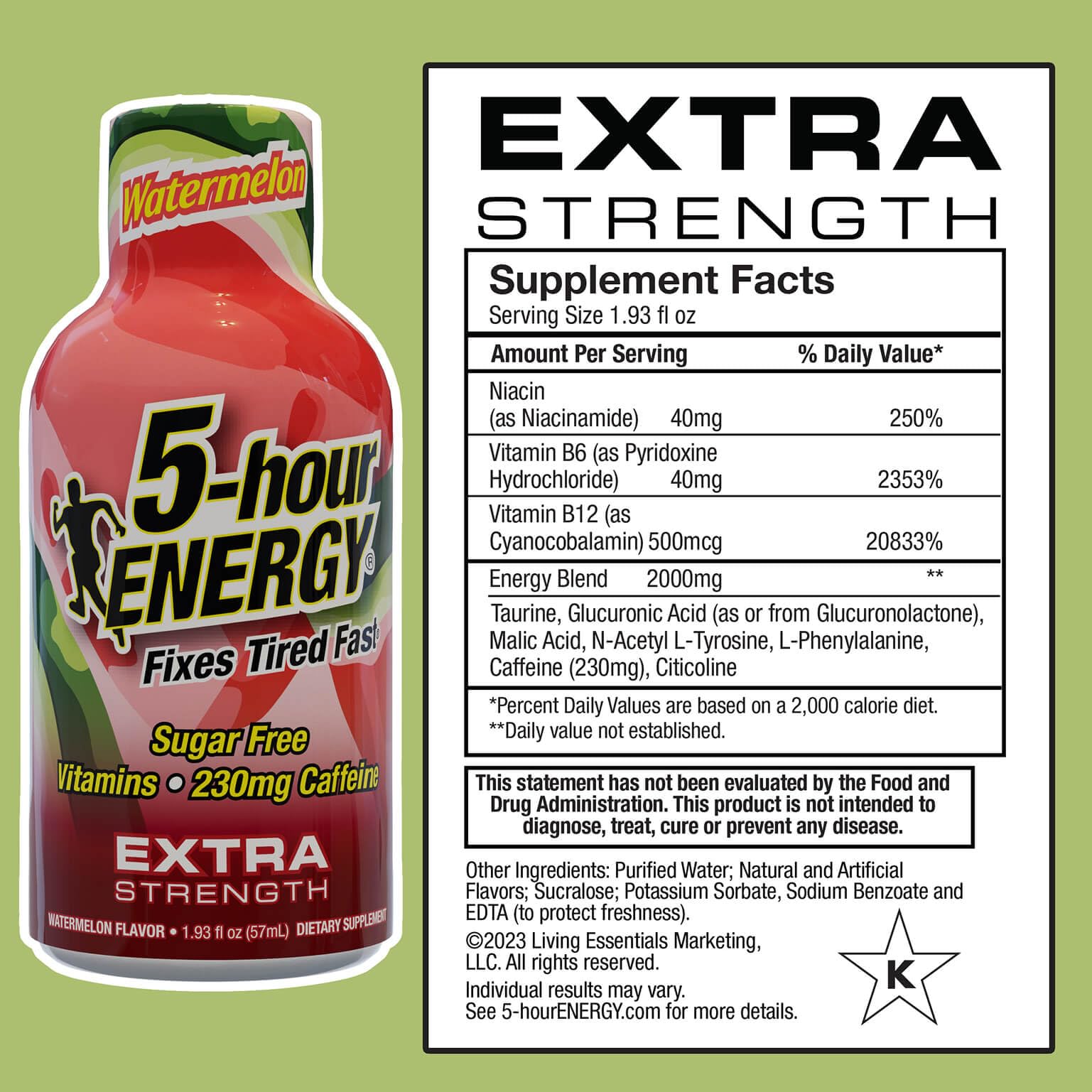 Ouverture du shot 5-hour ENERGY saveur pastèque pour consommation rapide.