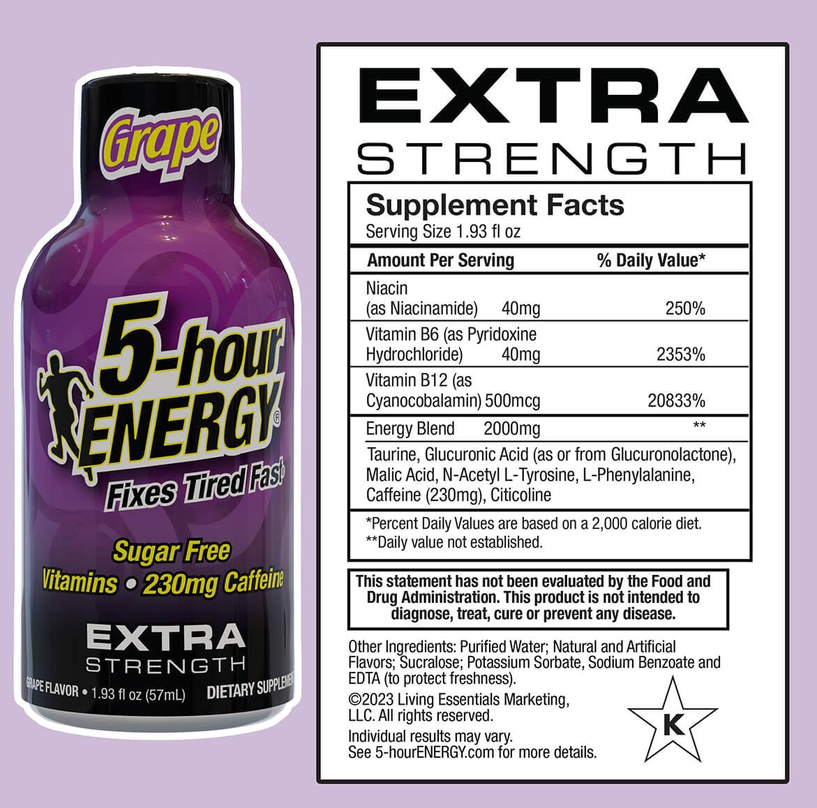 Emballage compact du 5-hour ENERGY raisin prêt à transporter.