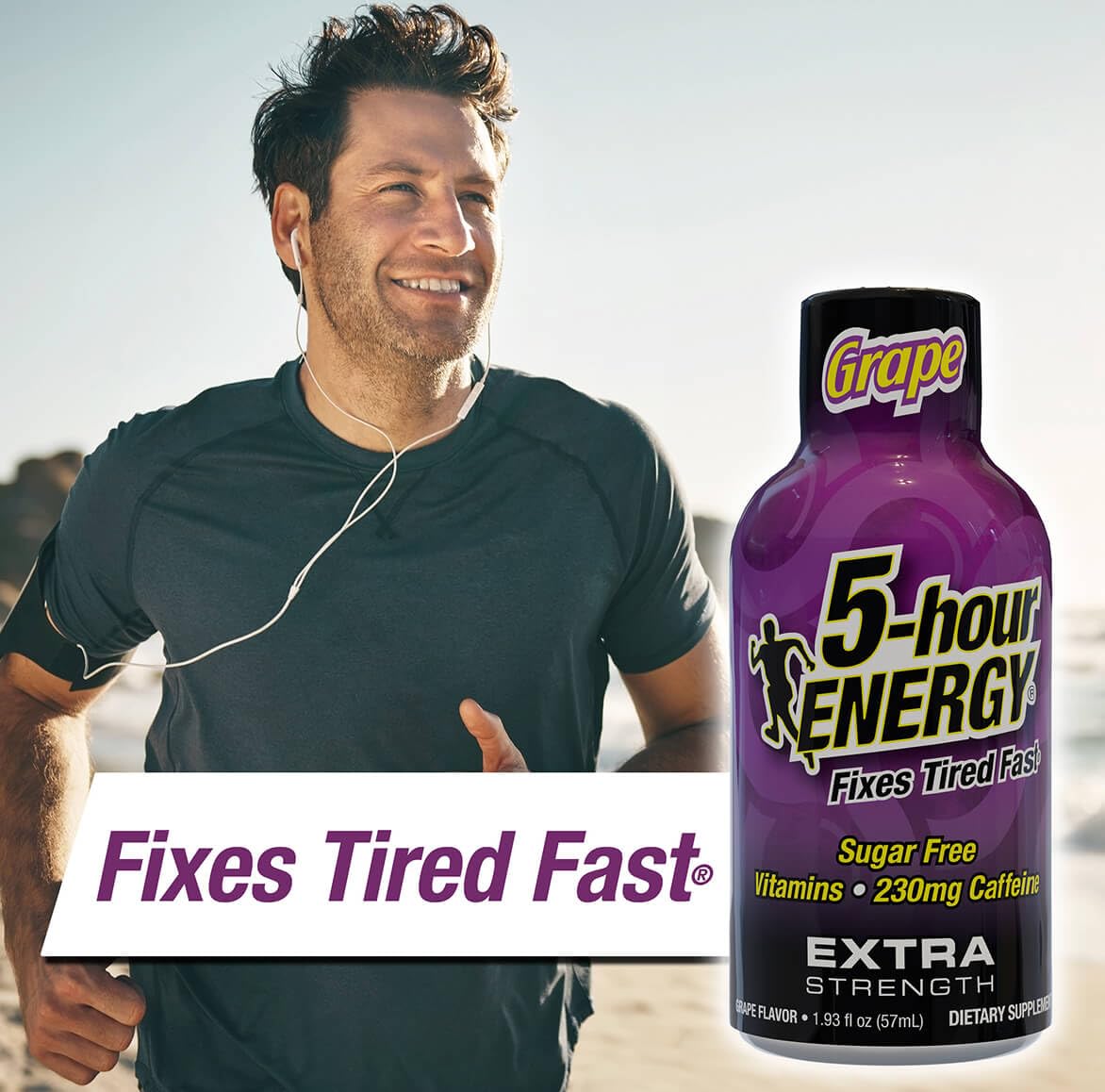 Poche portable contenant le 5-hour ENERGY raisin pour déplacements.