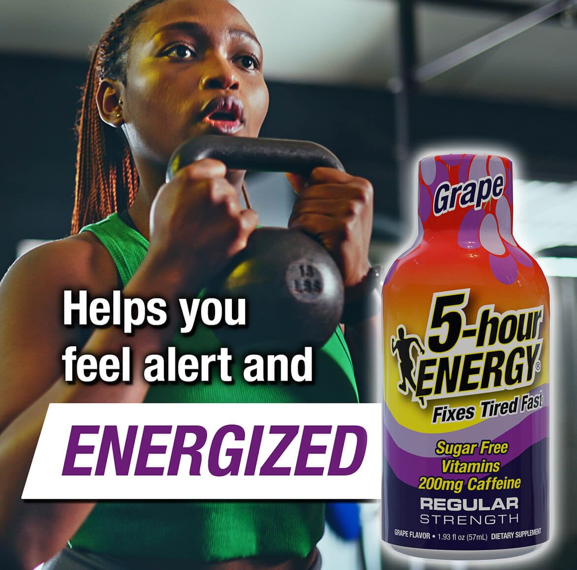 Énergie rapide avec le shot raisin 5-hour ENERGY avant l'entraînement.