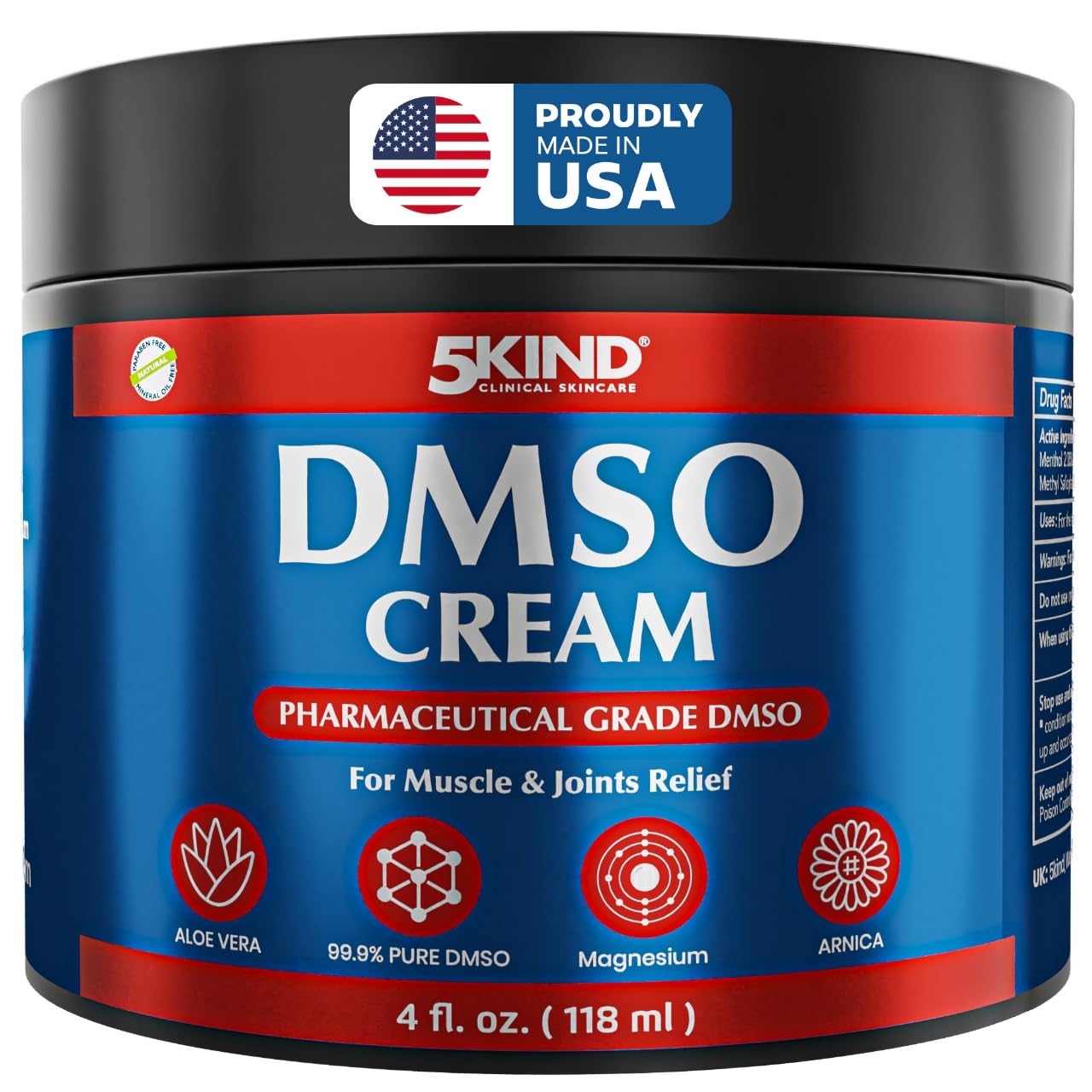 La crème DMSO 5Kind en flacon, soulage temporairement les douleurs musculaires.