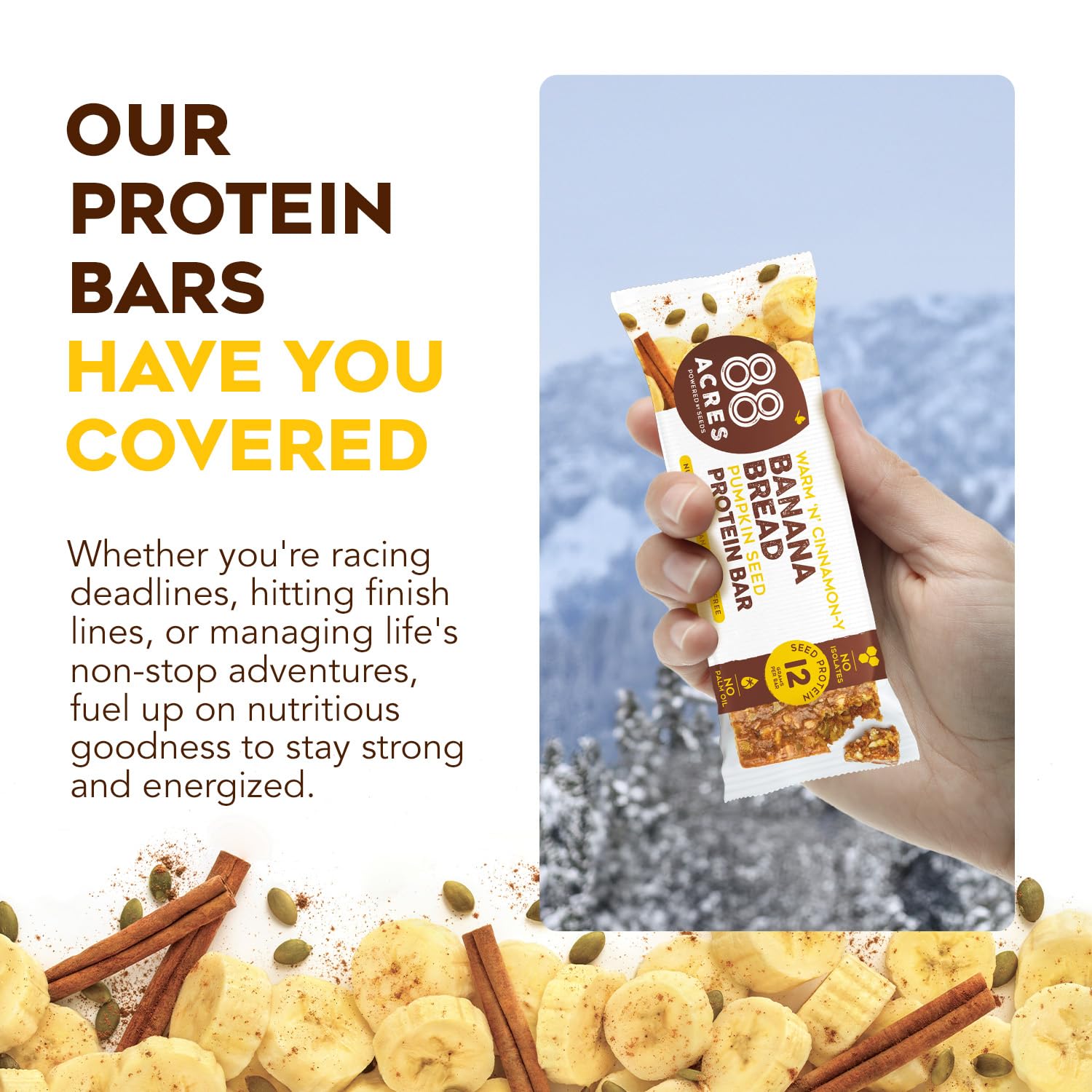 Snack portatif 88 Acres, idéal pour rester énergisé en déplacement.
