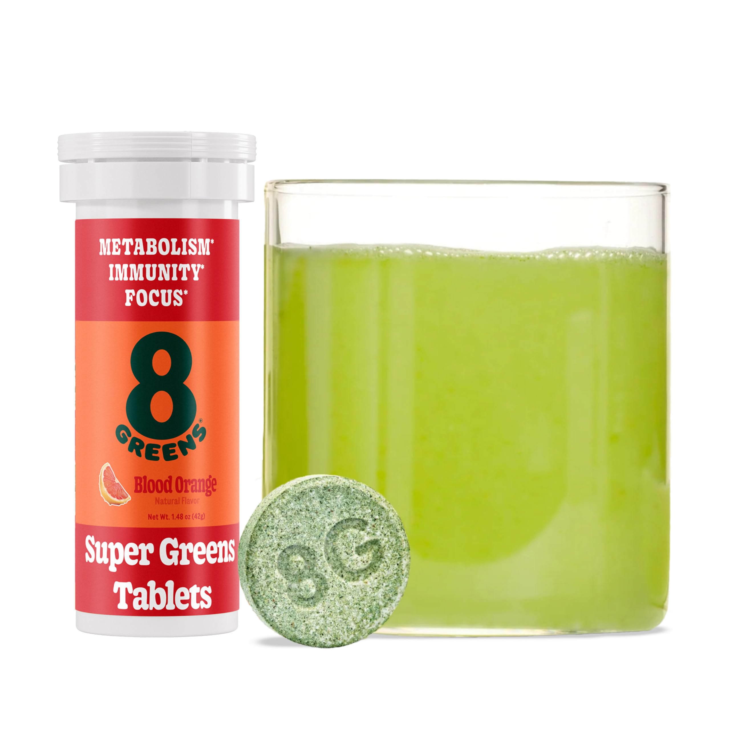 Bouteille 8Greens Supergreens prête à l'emploi pour utilisation quotidienne.