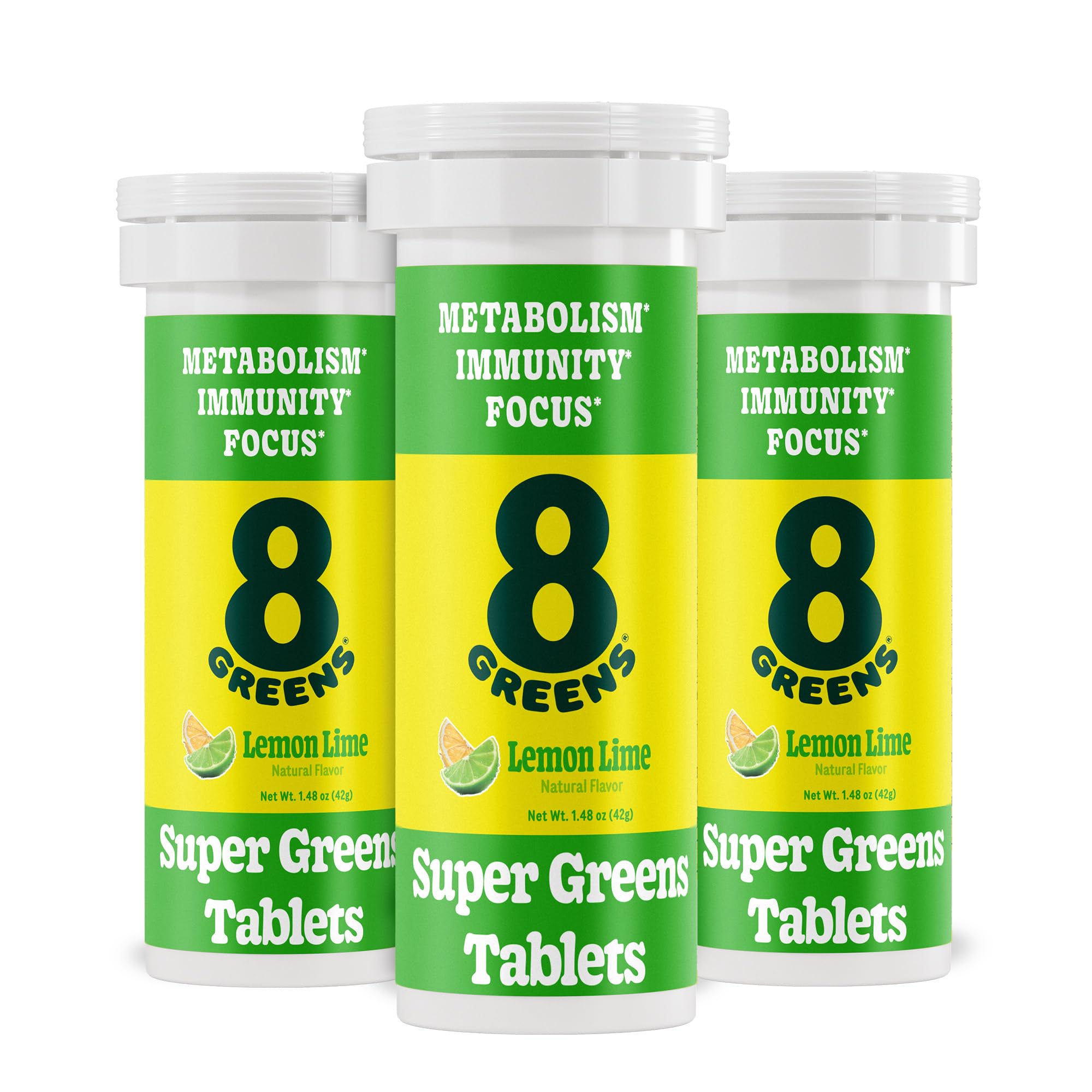 Boîte 8Greens tablettes supergreens prête à être utilisée pour une routine quotidienne.