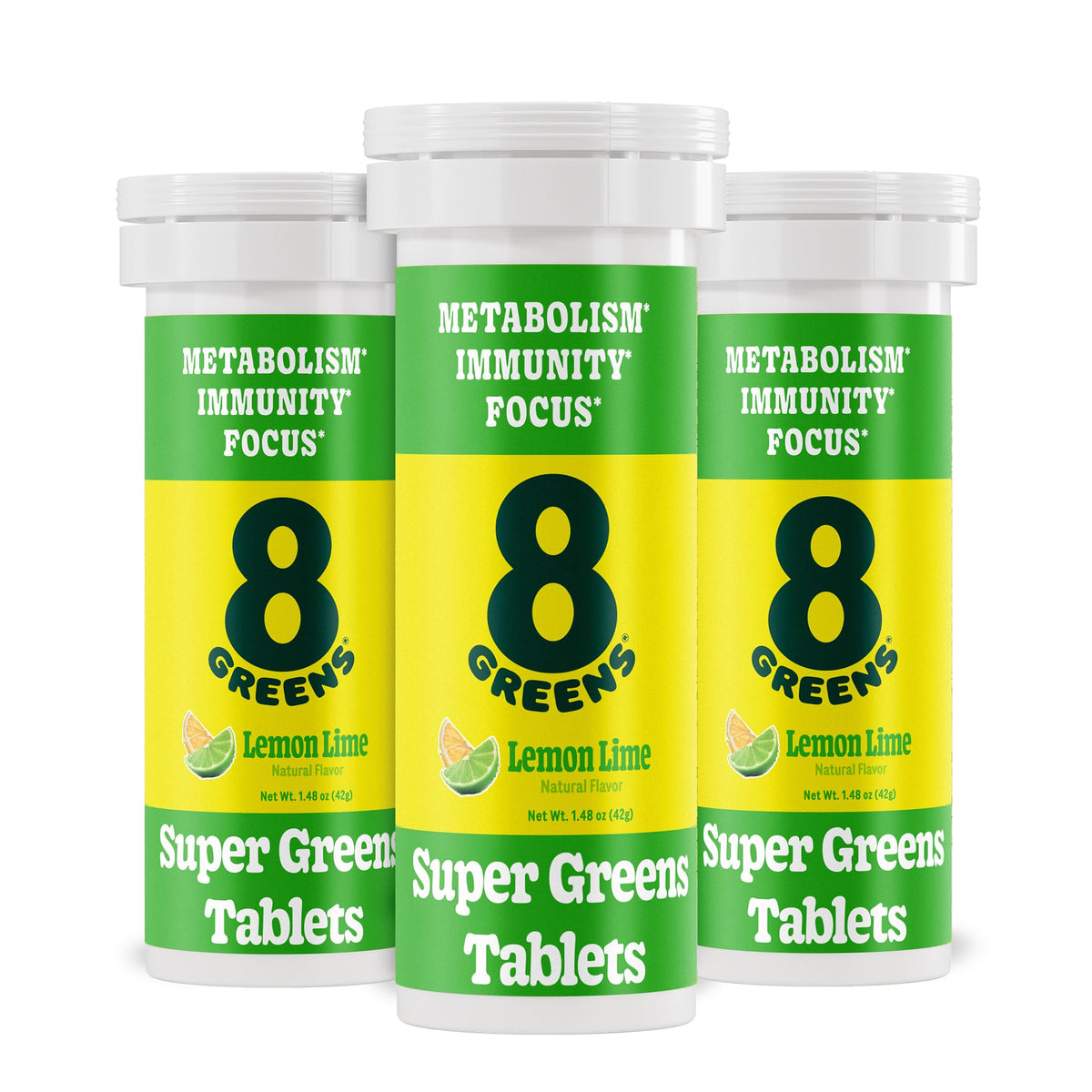 Boîte 8Greens tablettes supergreens prête à être utilisée pour une routine quotidienne.