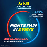 Capsules enrobées Advil Dual Action facilitant la déglutition.