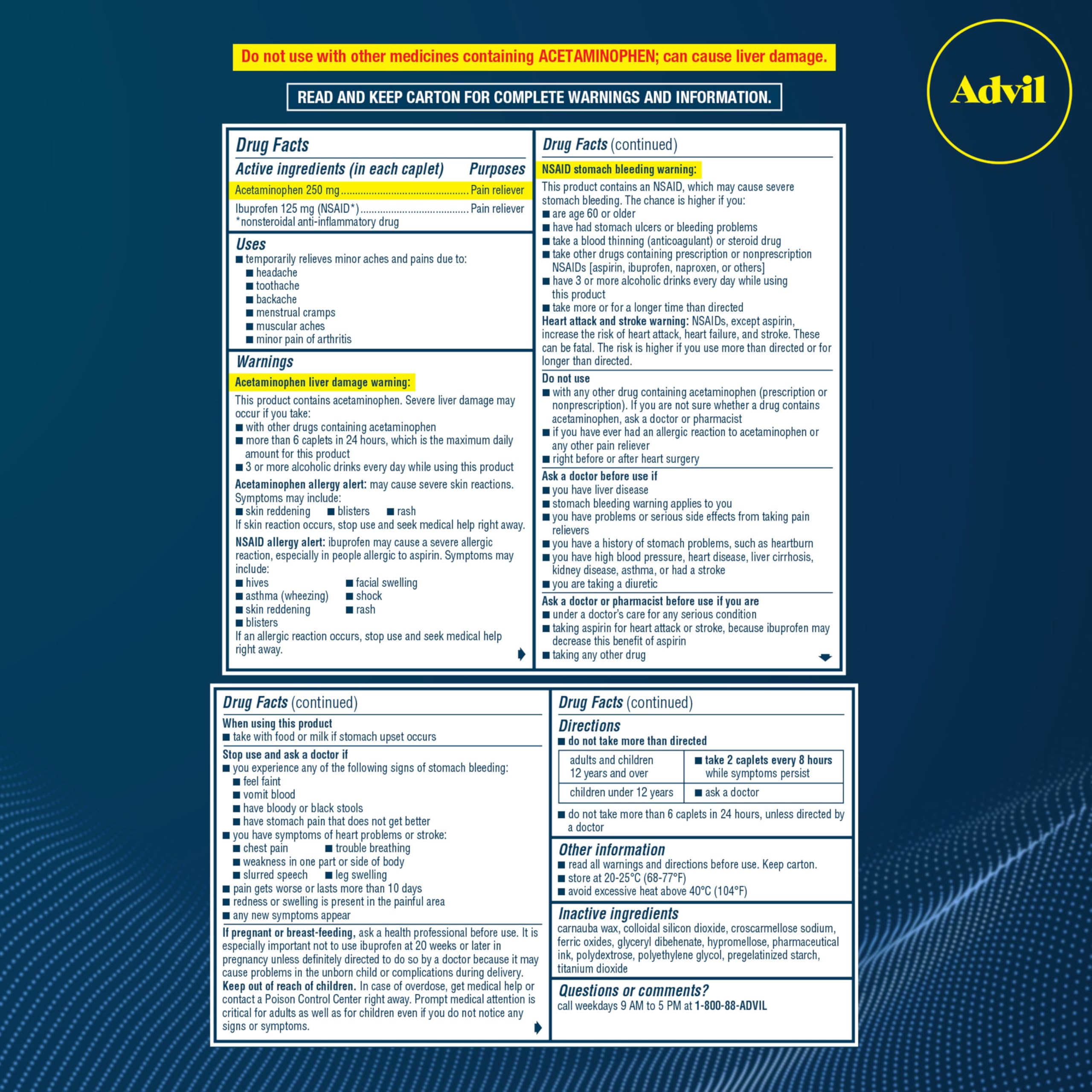 Utilisation nocturne possible avec Advil PM avant le coucher.