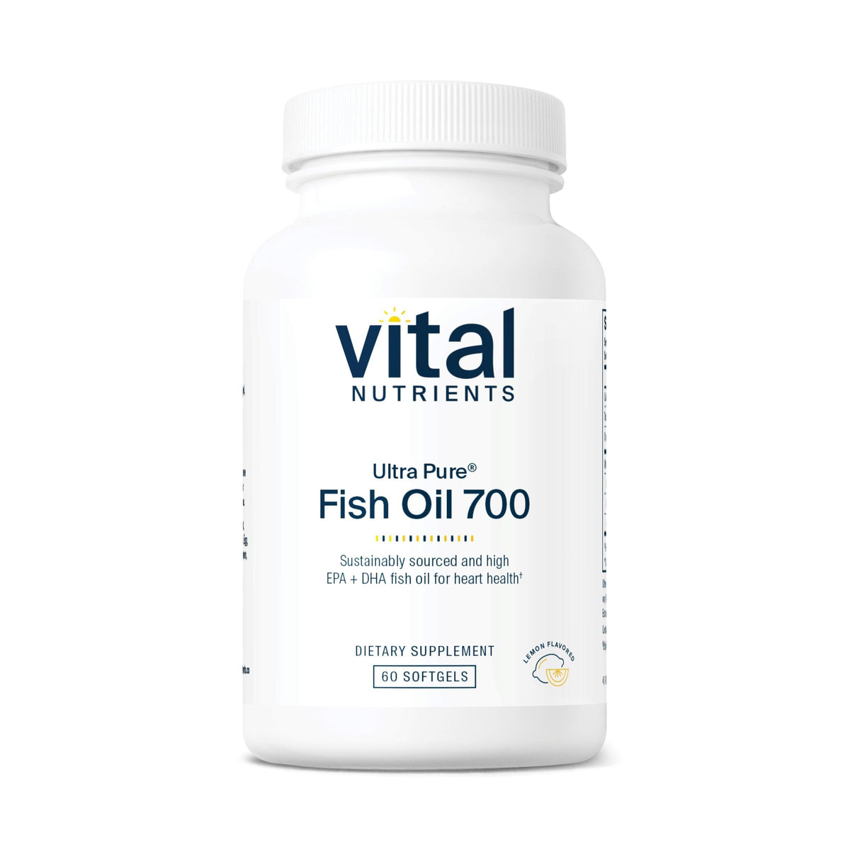 Vital Nutrients Ultra Pure Poisson 700, bouteille en vedette, potentiel soutien cardio-vasculaire et cérébral.