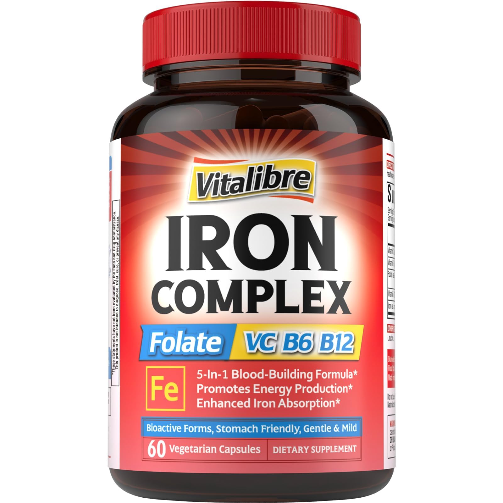 Vitalibre bisglycinate de fer en bouteille, douceur digestive et absorption optimale.