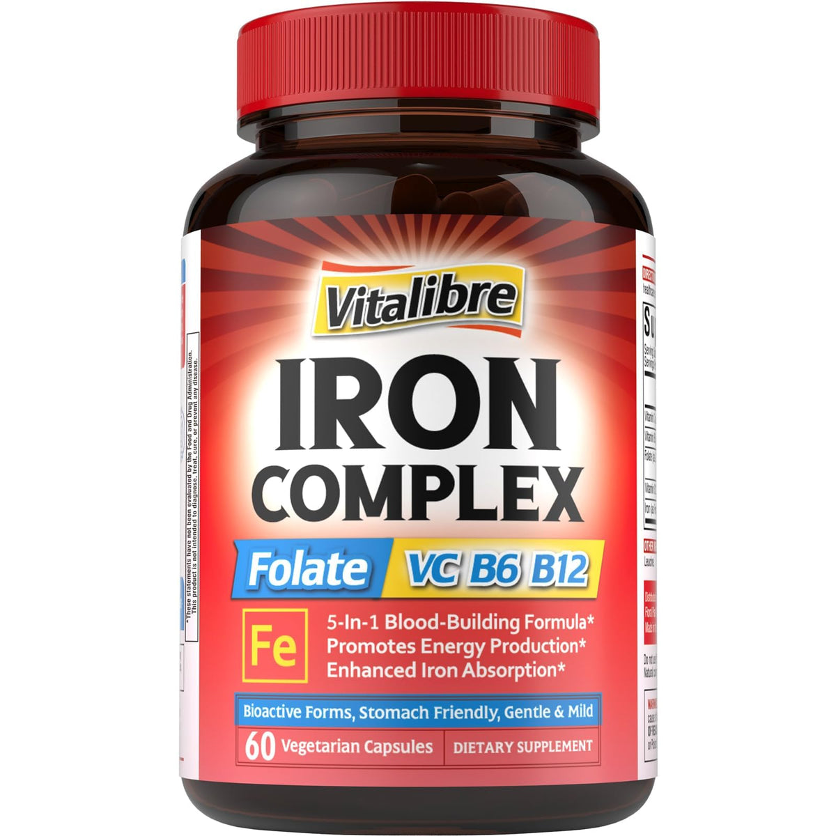 Vitalibre bisglycinate de fer en bouteille, douceur digestive et absorption optimale.