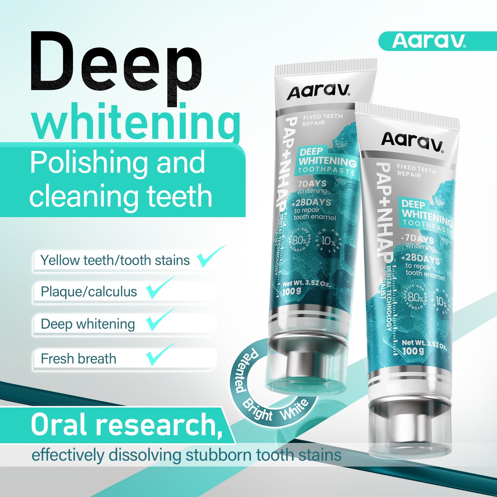 Aarav Pap: dentifrice sans fluor pour sensibilité et usage quotidien.