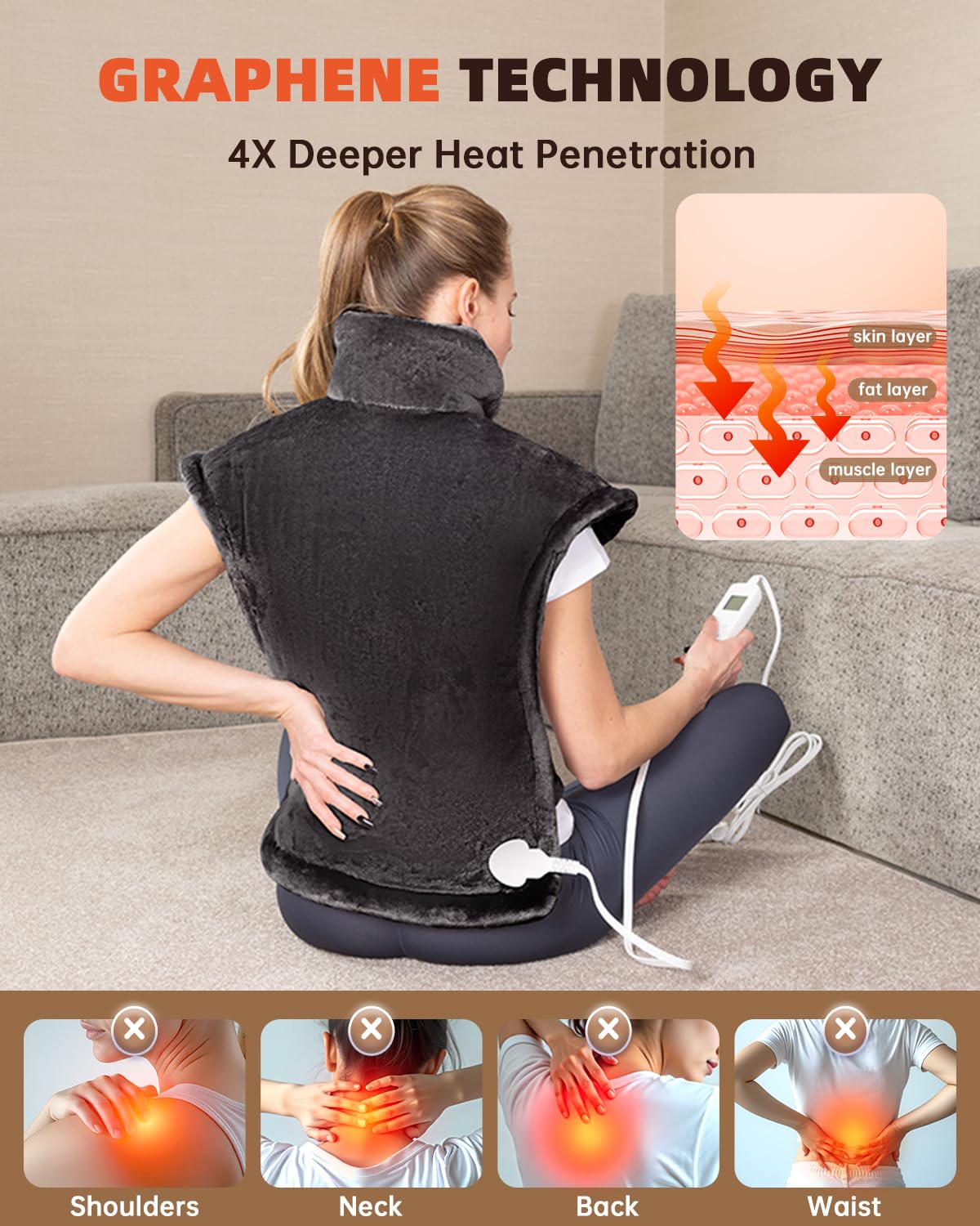 AASSOO plaid chauffant graphène, nuque confortable et détente musculaire.