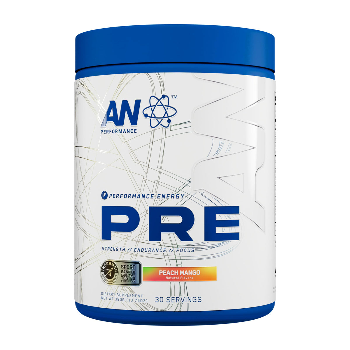 ABE all black everything AN Performance Pre-Workout Peach Mango dans une bouteille pratique, énergie prête