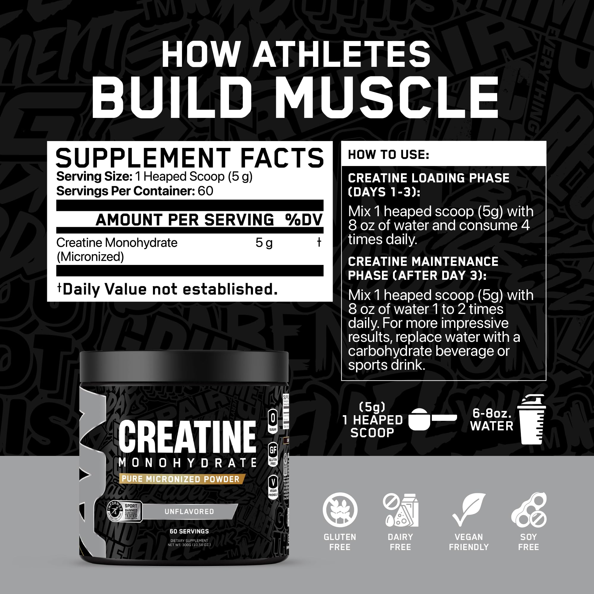 ABE All Black Everything Creatine Monohydrate – verre d eau mélangé, préparation rapide pour l entraînement