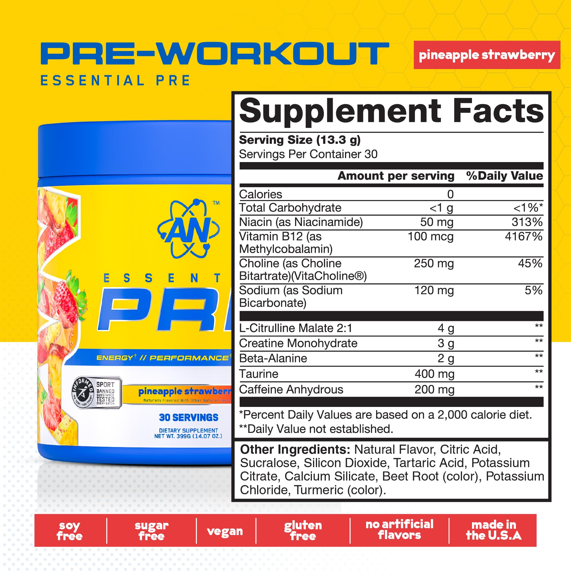 ABE All Black Everything Essentials Preworkout — doseur de poudre facilitant la préparation rapide.