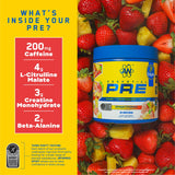 ABE All Black Everything Essentials Preworkout — mélange-fruit pomme-ananas-fraise pour énergie durable.