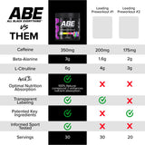 ABE tout en noir: étiquette des ingrédients avec AstraGin pour absorption.