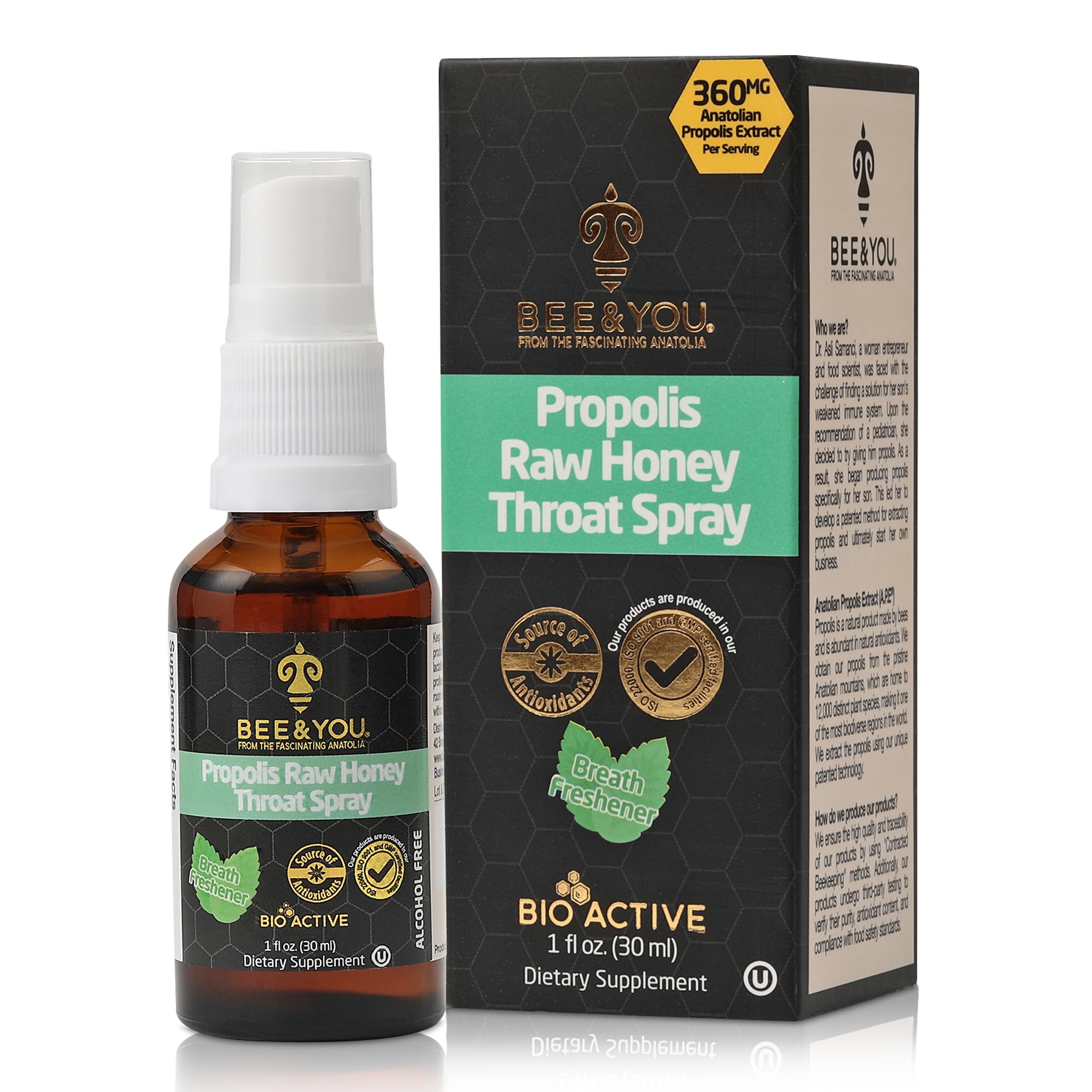 Abeille et Toi Propolis Spray, bouteille de 30 ml, confort buccal potentiel.