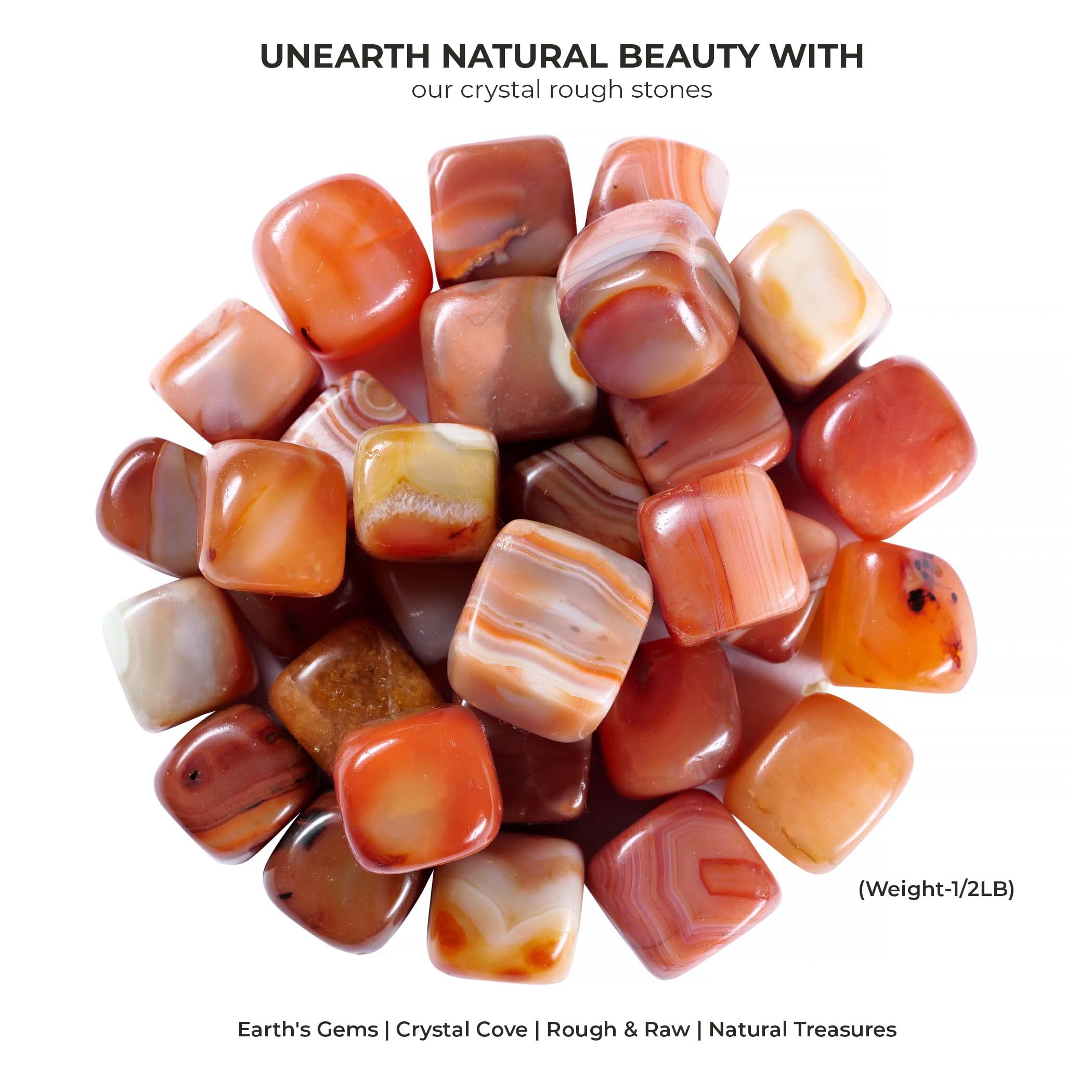 ABHISUBYA Carnelian – Pierres orange, décor zen et bijoux.