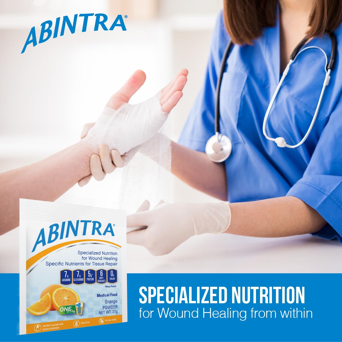 ABINTRA sachets saveur orange, gustatif agréable et pratique pour l'apport nutritionnel